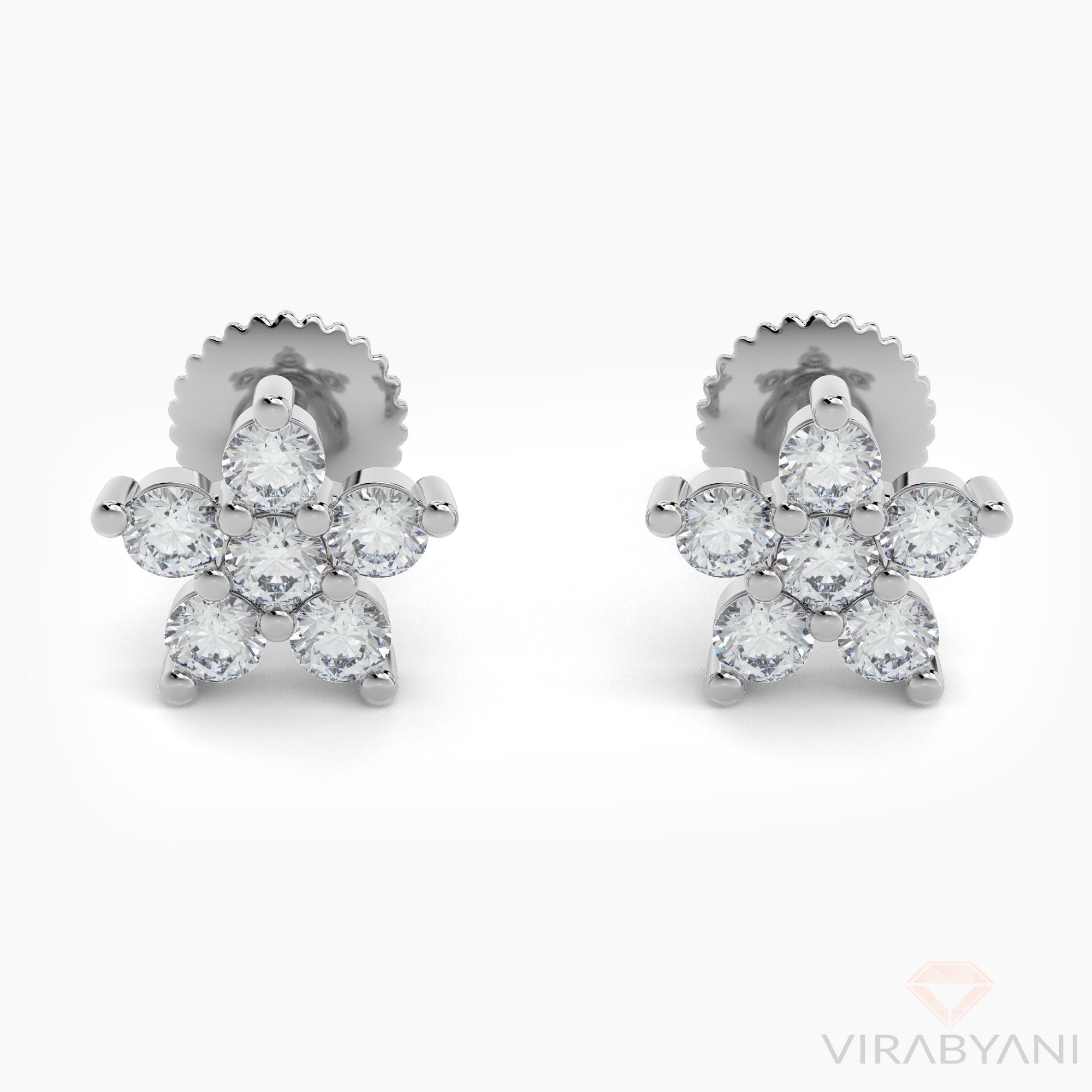 0.36 Carat Diamond Flower Stud Earrings for Women - 14K White Gold Floral Stud Earrings - Perfect Gift for Anniversary, Birthday & Valentine's Day