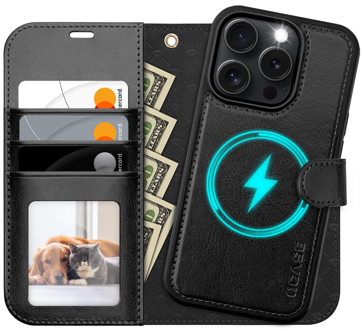 OCASE for iPhone 16 Pro Case - Detachable Wallet Case with Card Holder & RFID Blocking | 2-in-1 PU Leather Flip Folio Cover with Stand & Wrist Strap | Shockproof Protection for 6.3