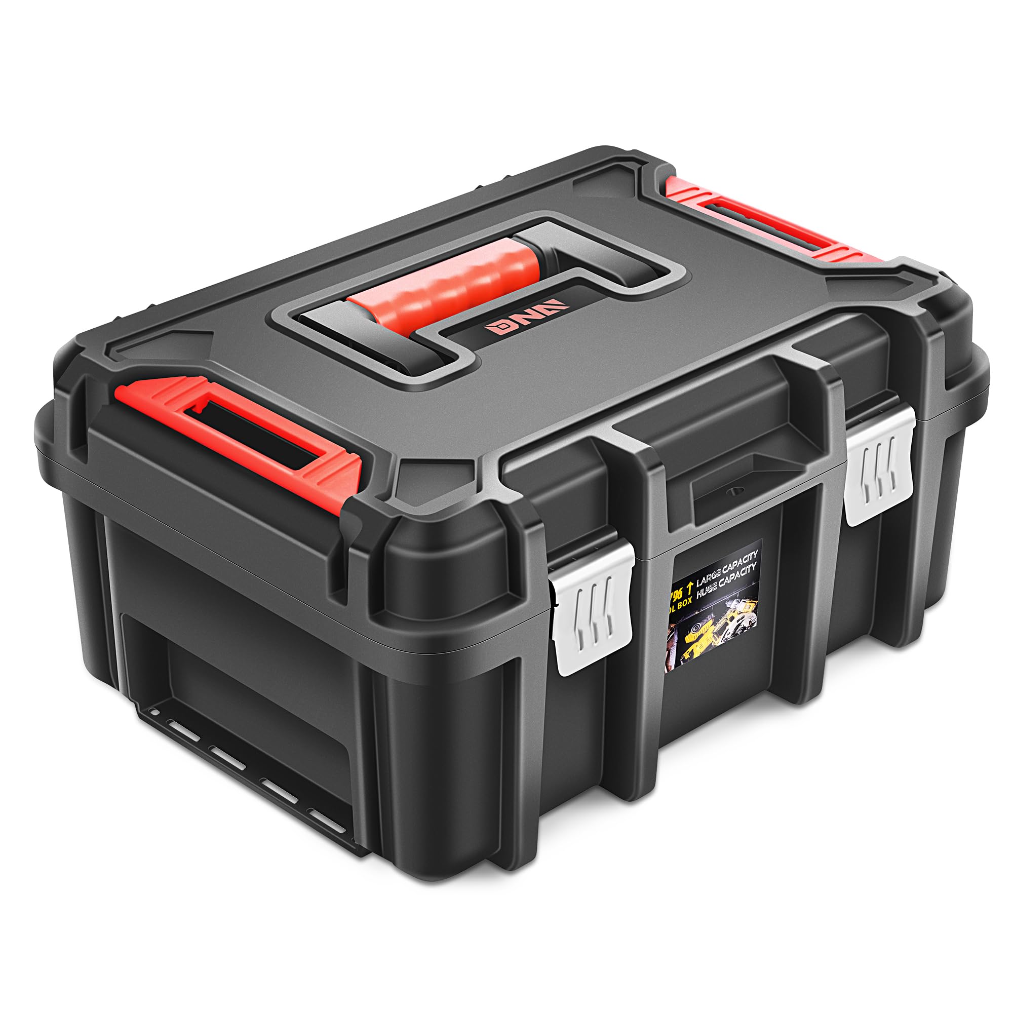 Lockable Large Capacity DNA MOTORING Tool Box with Removable Tray - Durable Storage Organizer for Workshop, Garage & Household Tools (TOOLS-00309) | Perfect for DIY Projects, Auto Repair & Home Organization