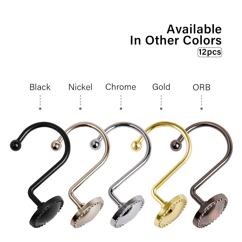 Utopia Alley Shower Curtain Hooks - 12 Pack Rustproof Brushed Nickel Bathroom Shower Rings for Curtains & Liners - Durable & Stylish for Home, Apartment, and Hotel Use