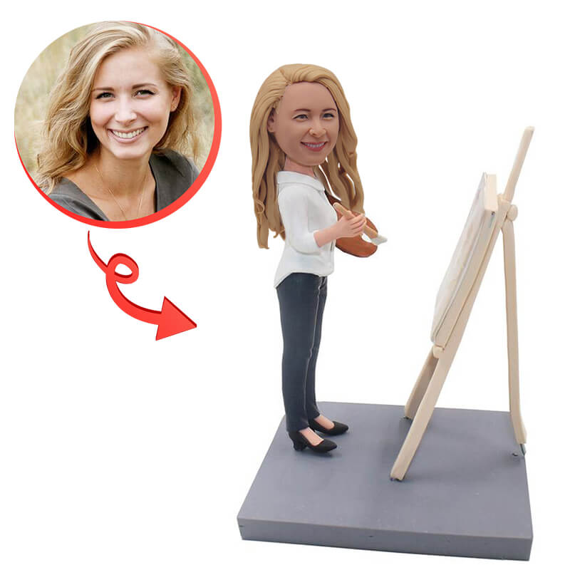 Custom Personalized Painter Bobblehead - Unique Handmade Portrait Doll for Artists & Art Lovers - Perfect Gift for Birthday, Anniversary & Home Decor