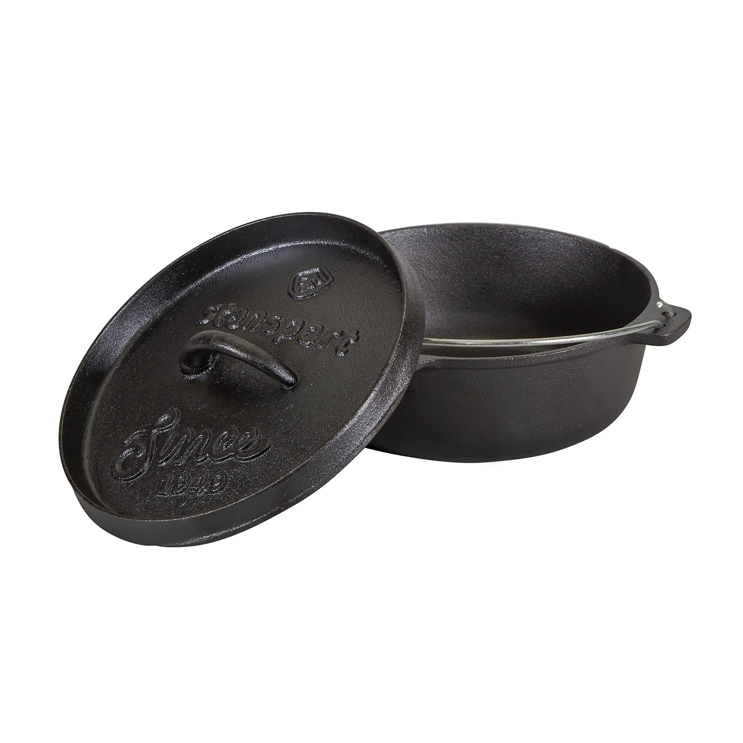 Stansport Pre-Seasoned Cast Iron Dutch Oven - 5 Quart Enameled Camping Cookware for Outdoor Cooking, Baking, Stewing & Campfire Meals - Perfect for Camping, Backpacking & Home Kitchen Use