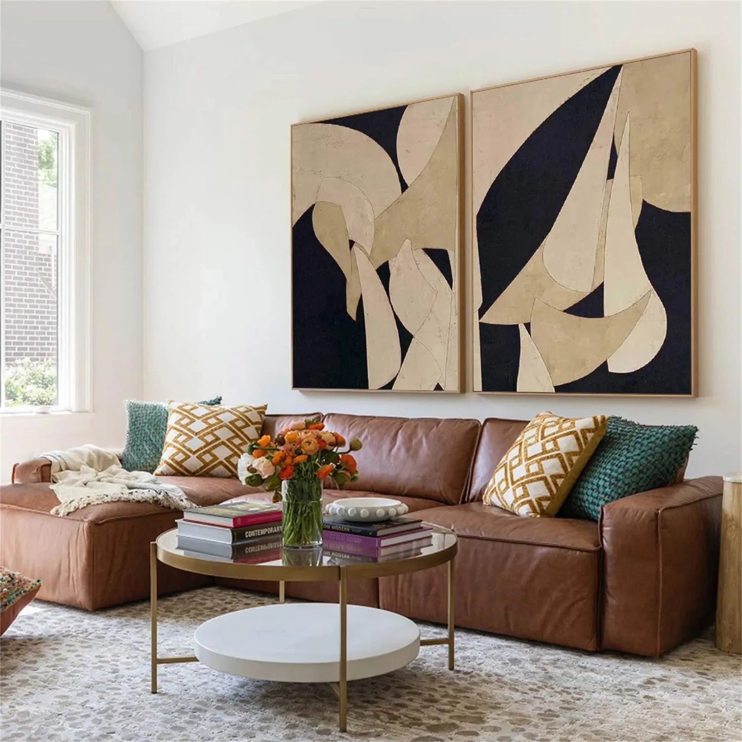 Abstract Tranquility Set of 2 Wall Art Paintings - Modern Minimalist Canvas Prints for Living Room, Bedroom & Office Decor #WS152