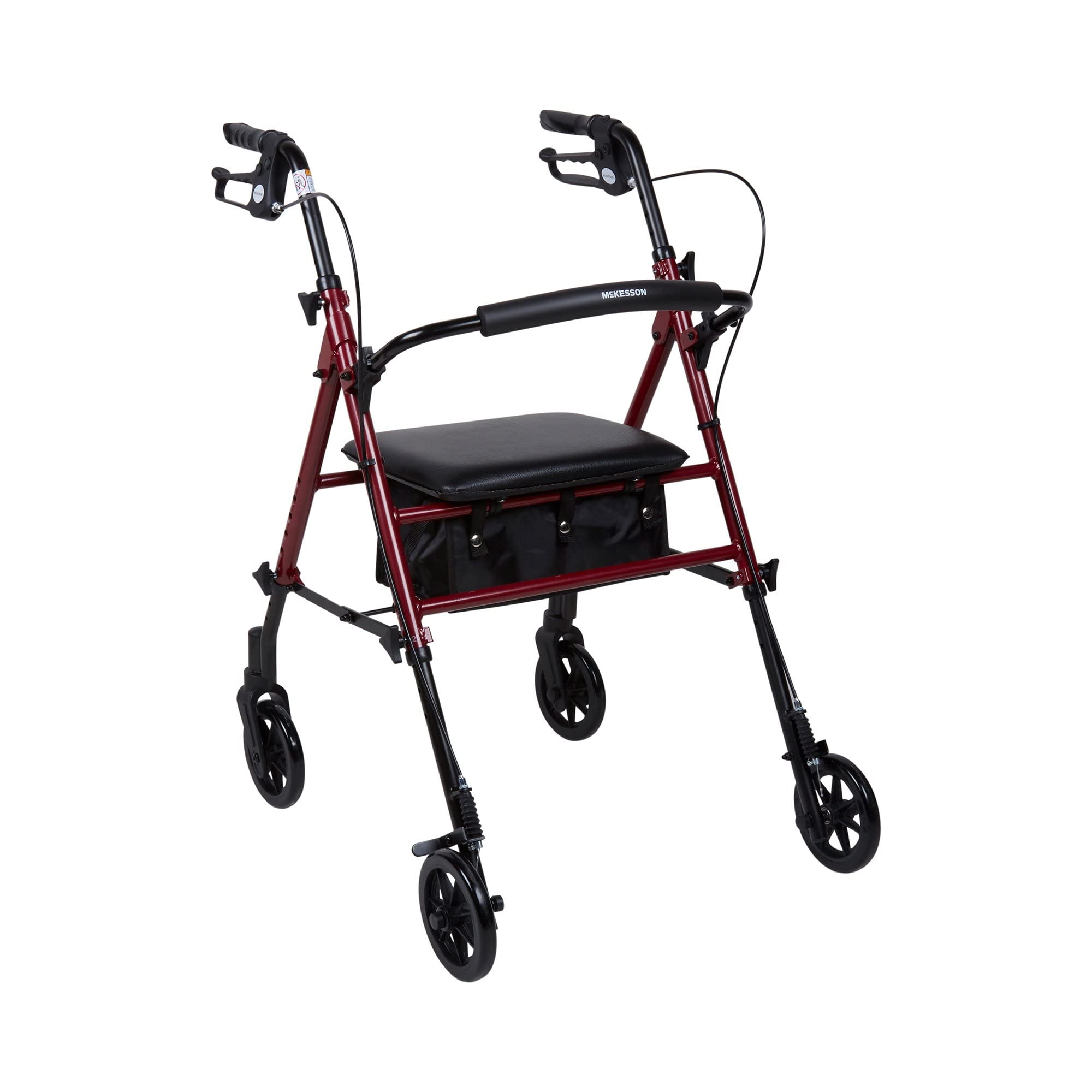 McKesson Lightweight Rollator Walker with Wheels, Seat & Storage Bag - Adjustable Height for Seniors & Adults - Foldable Mobility Aid for Indoor & Outdoor Use