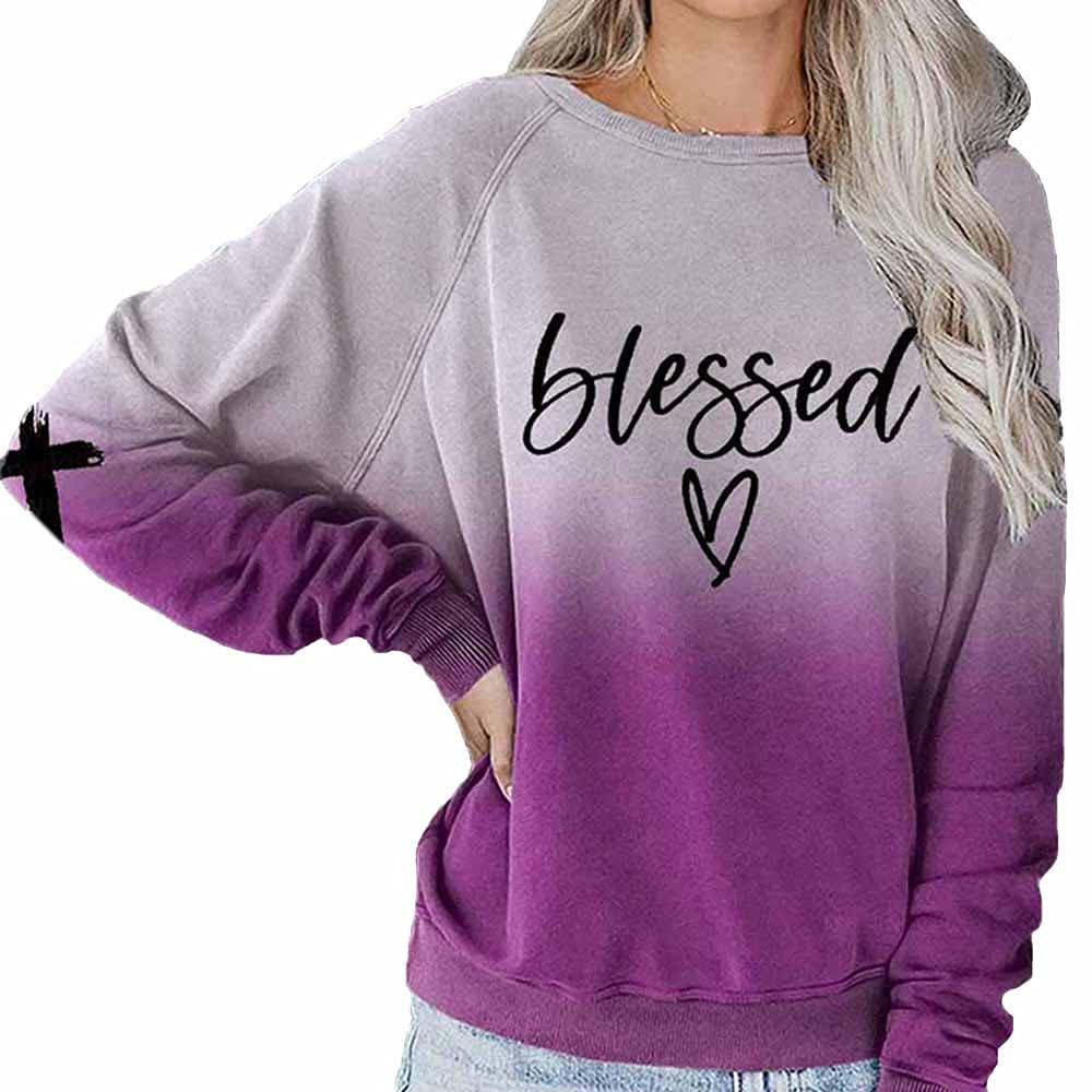 SameeFloral Blessed Jesus Has My Back Sweatshirt - Christian Faith Apparel with Cross & Heart Design for Women | Church, Prayer & Daily Wear