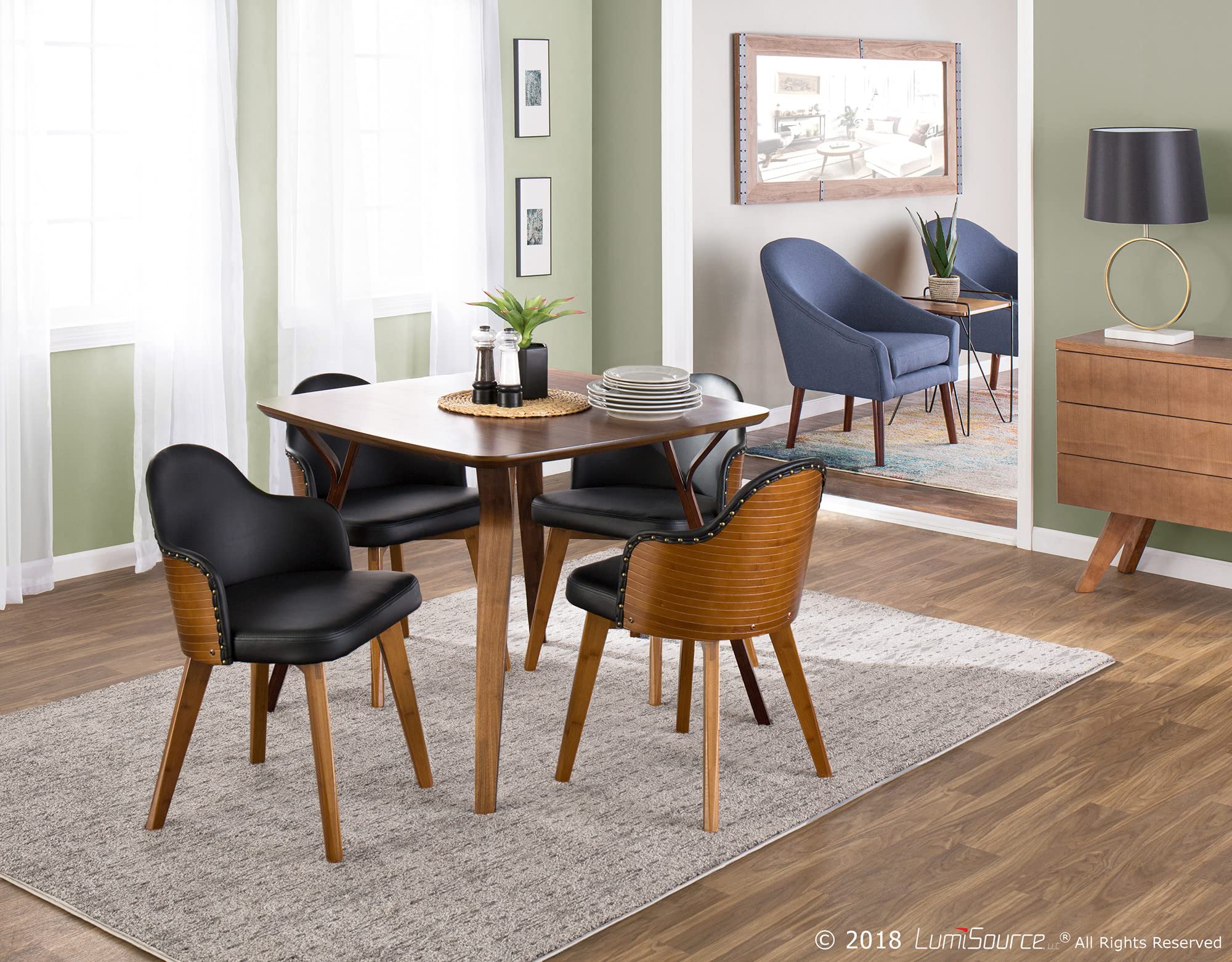LumiSource Ahoy Mid-Century Modern Upholstered Dining Chair - Set of 2 Kitchen Chairs for Dining Table - Comfortable & Stylish for Home, Restaurant, Cafe Use