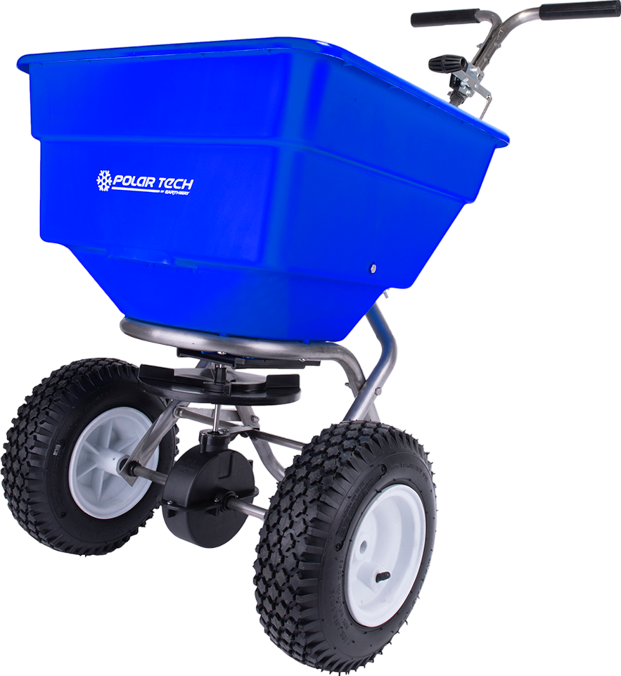 Earthway 90399 Stainless Steel Ice Melt Broadcast Spreader - 100 Lbs Hopper Capacity for Driveway & Sidewalk Snow Removal in Winter