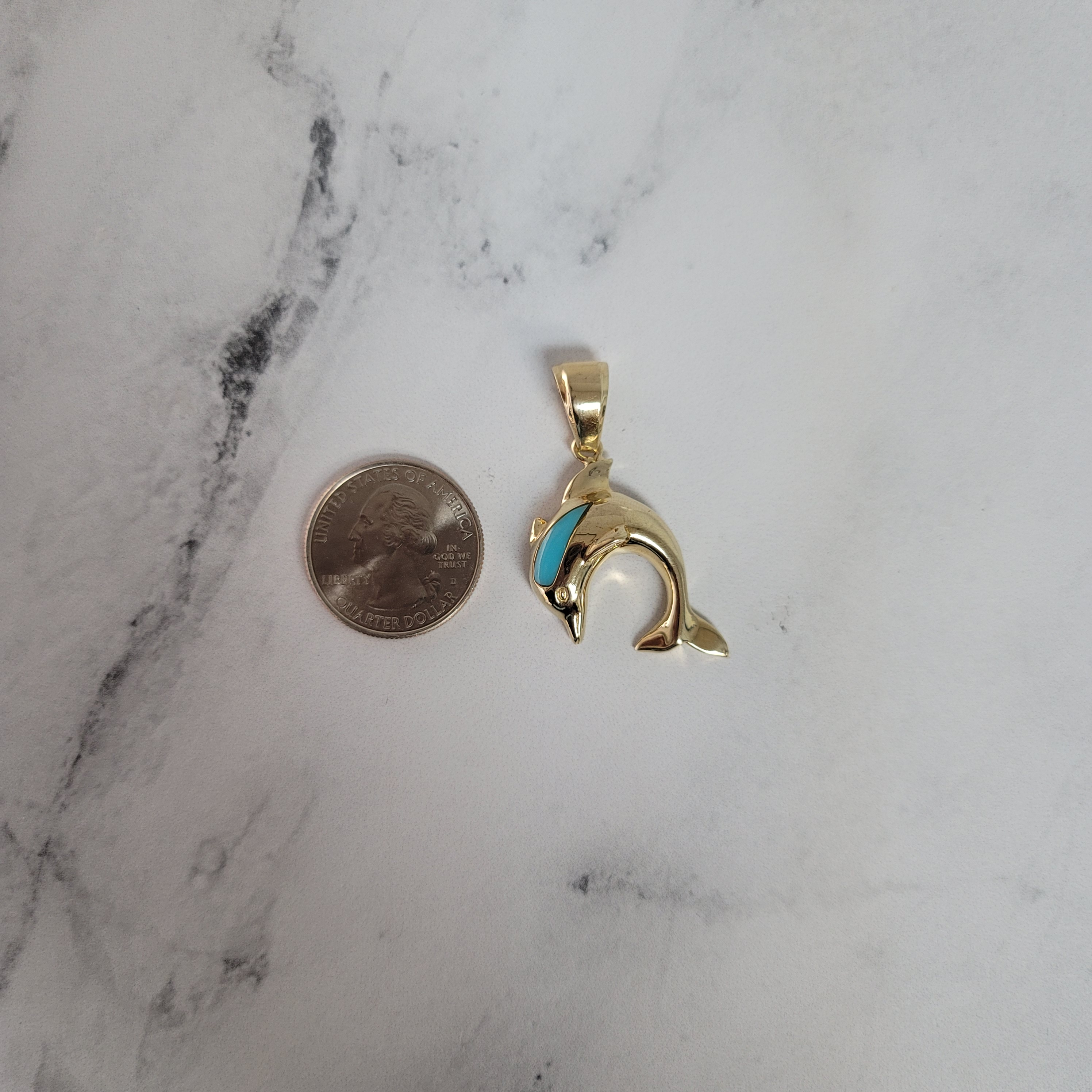 Turquoise Polished Dolphin Pendant Necklace - Handmade Jewelry for Women, Boho Beach Style Accessory - Perfect for Summer Outfits, Vacations & Gift Giving