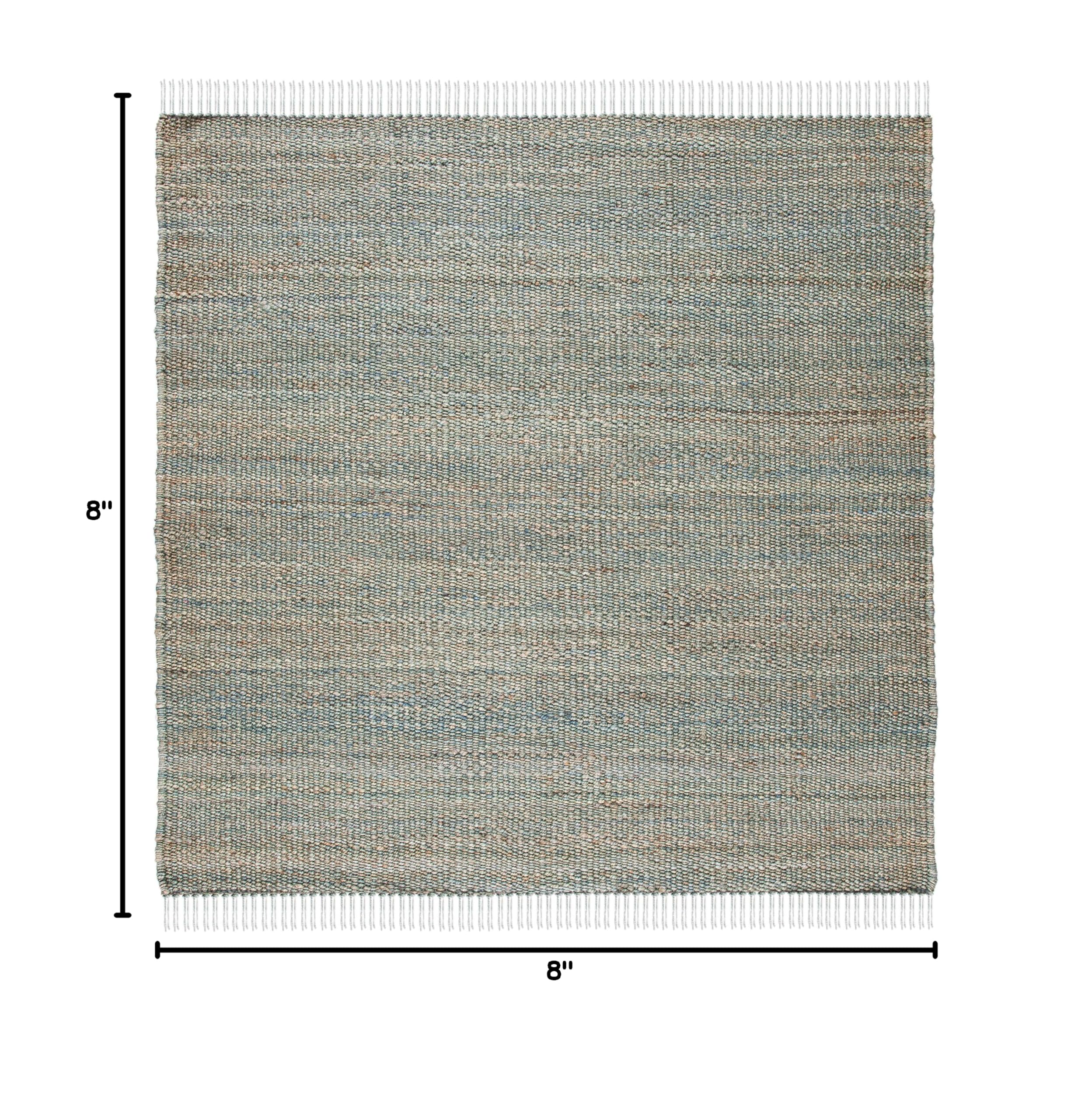 SAFAVIEH Handmade Boho Fringe Woven Jute Area Rug - 8' Round Blue (NF368E) | Natural Fiber Collection | Premium Living Room, Dining Room, Bedroom & Foyer Rug for Home Decor
