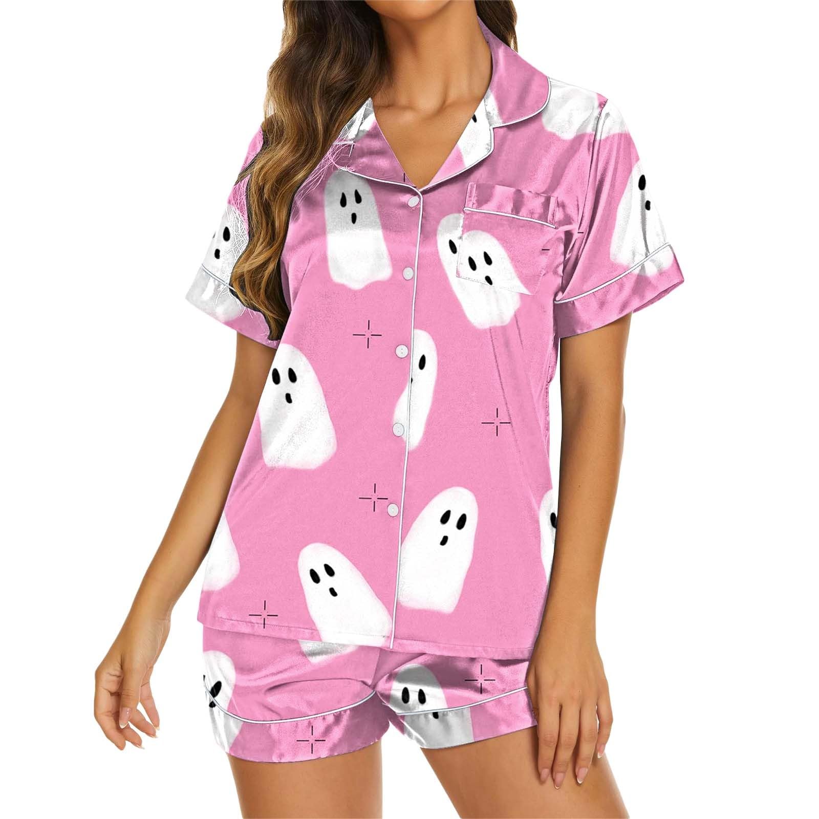 Women's Halloween Silk Pajama Set - Satin 2-Piece Sleepwear with Various Patterns, Lounge Wear for Comfortable Sleep & Relaxation at Home