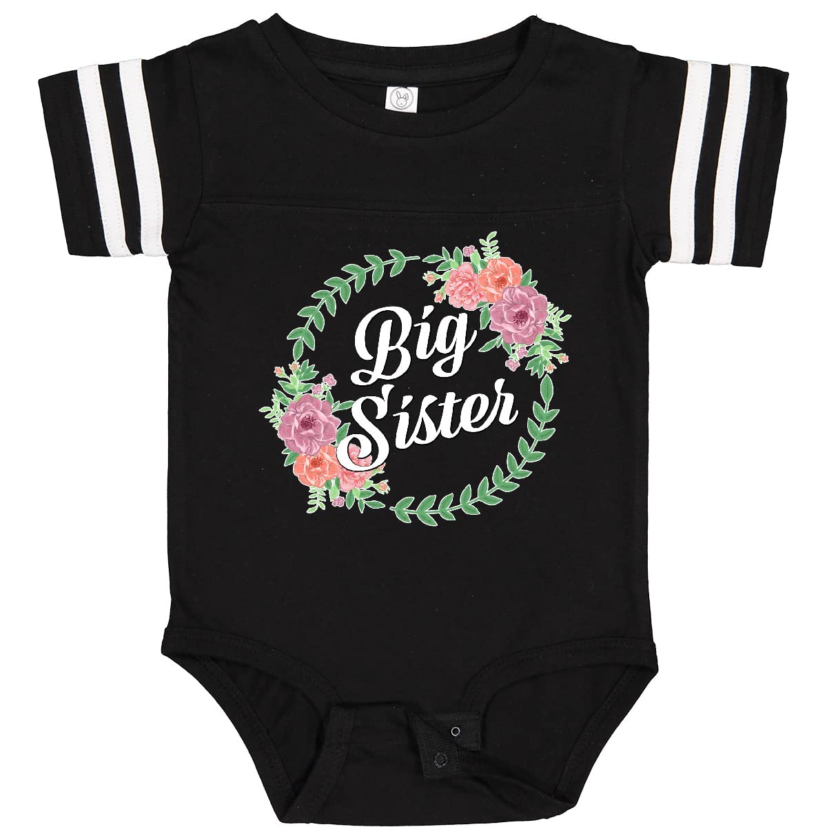 Inktastic Big Sister with Flower Circle Baby Bodysuit - Cute Floral Sibling Outfit for Newborns & Infants - Perfect for Family Photos, Baby Showers & Sibling Bonding Moments