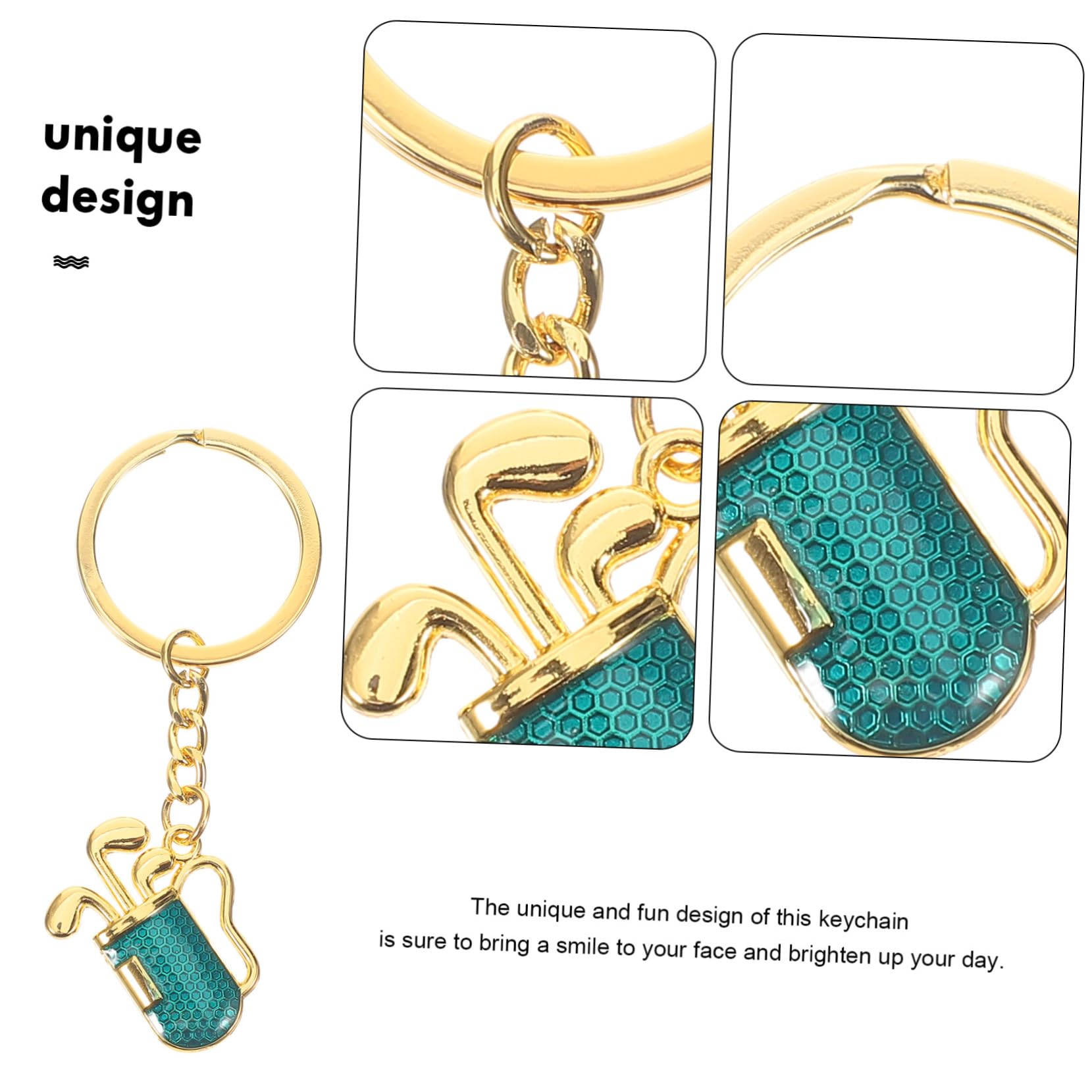 Premium Metal Golf Keychain - Lightweight & Durable Golf Keyring for Car Keys, Backpacks - Gold & Blue - Perfect Gift for Golf Lovers & Sports Enthusiasts (Golf Accessories, Tournament Prizes, Team Gifts)