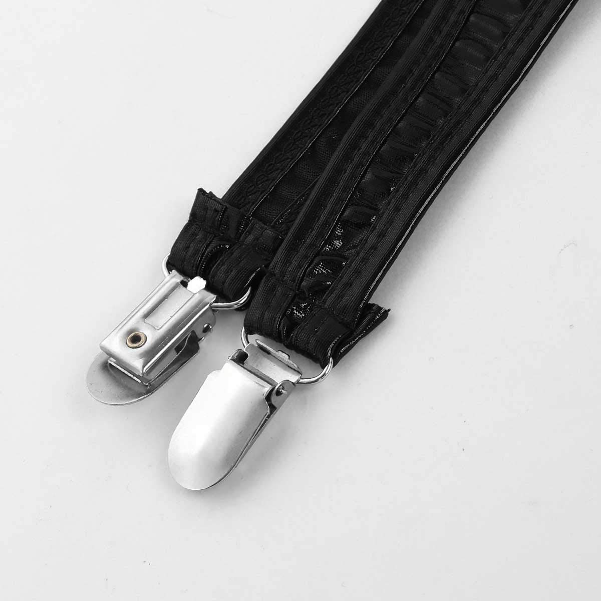 Freebily Women's Shiny Garter Belt with 6 Adjustable Straps & Metal Duck-Bill Clips - Sexy Suspender for Thigh High Stockings - Perfect for Lingerie, Bridal, and Boudoir Photography