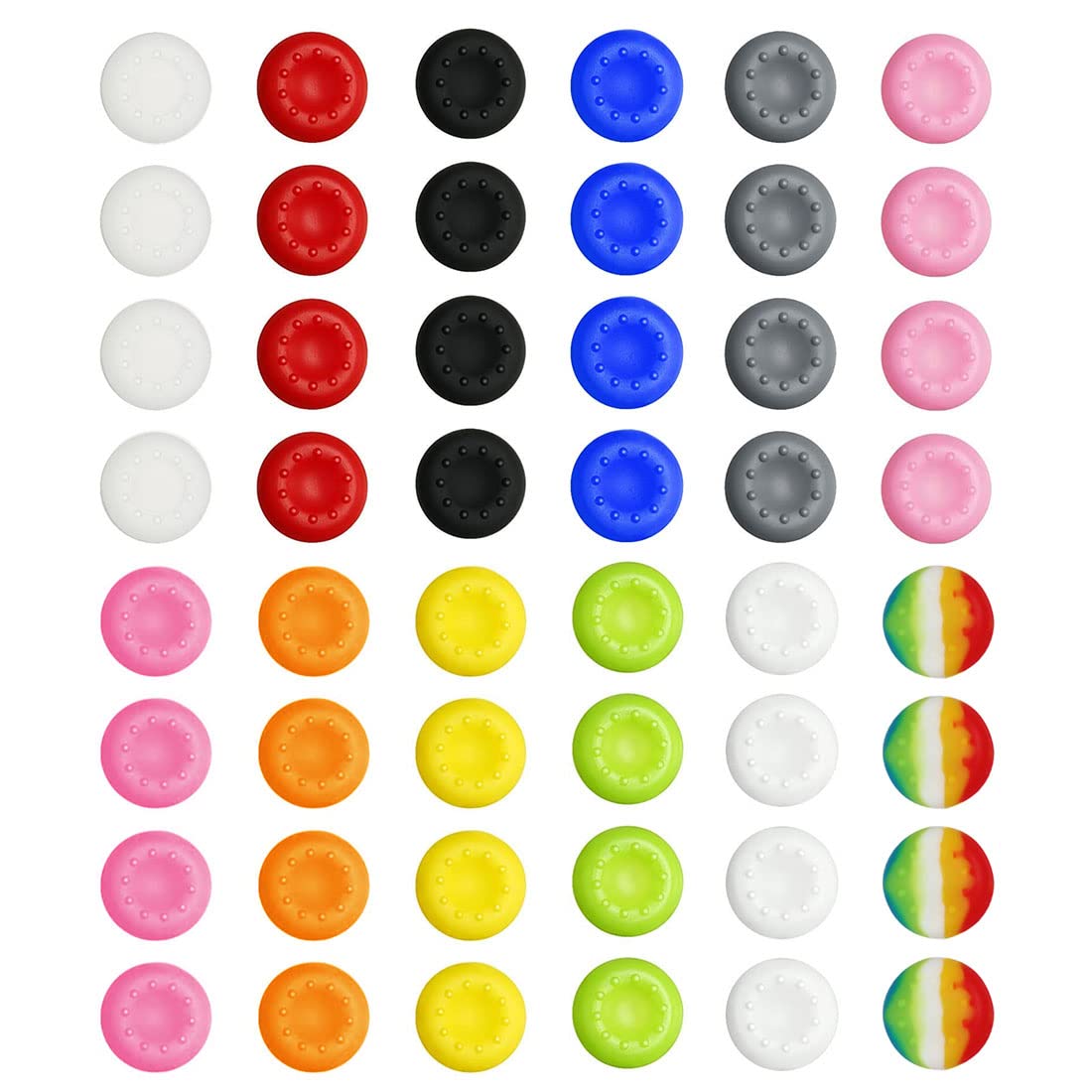 48-Pack Colorful Silicone Thumb Grips for PS5/PS4/PS3/PS2/Xbox 360 Controllers - Protective Joystick Caps for Enhanced Grip & Comfort - Perfect for Gaming, Streaming & Long Play Sessions