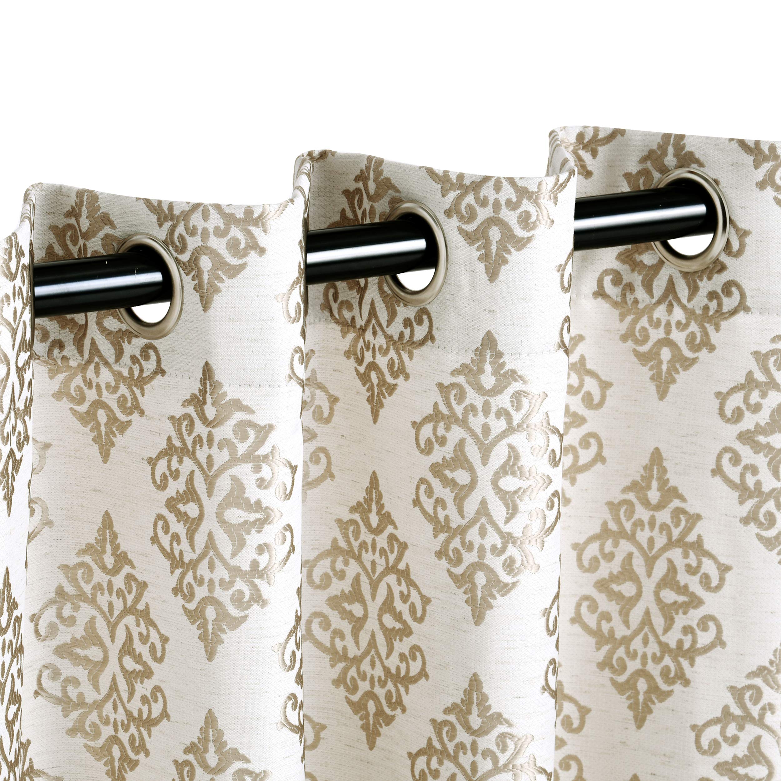 Elegant Venetian Damask Jacquard Embroidered Curtains - Set of 2 (52