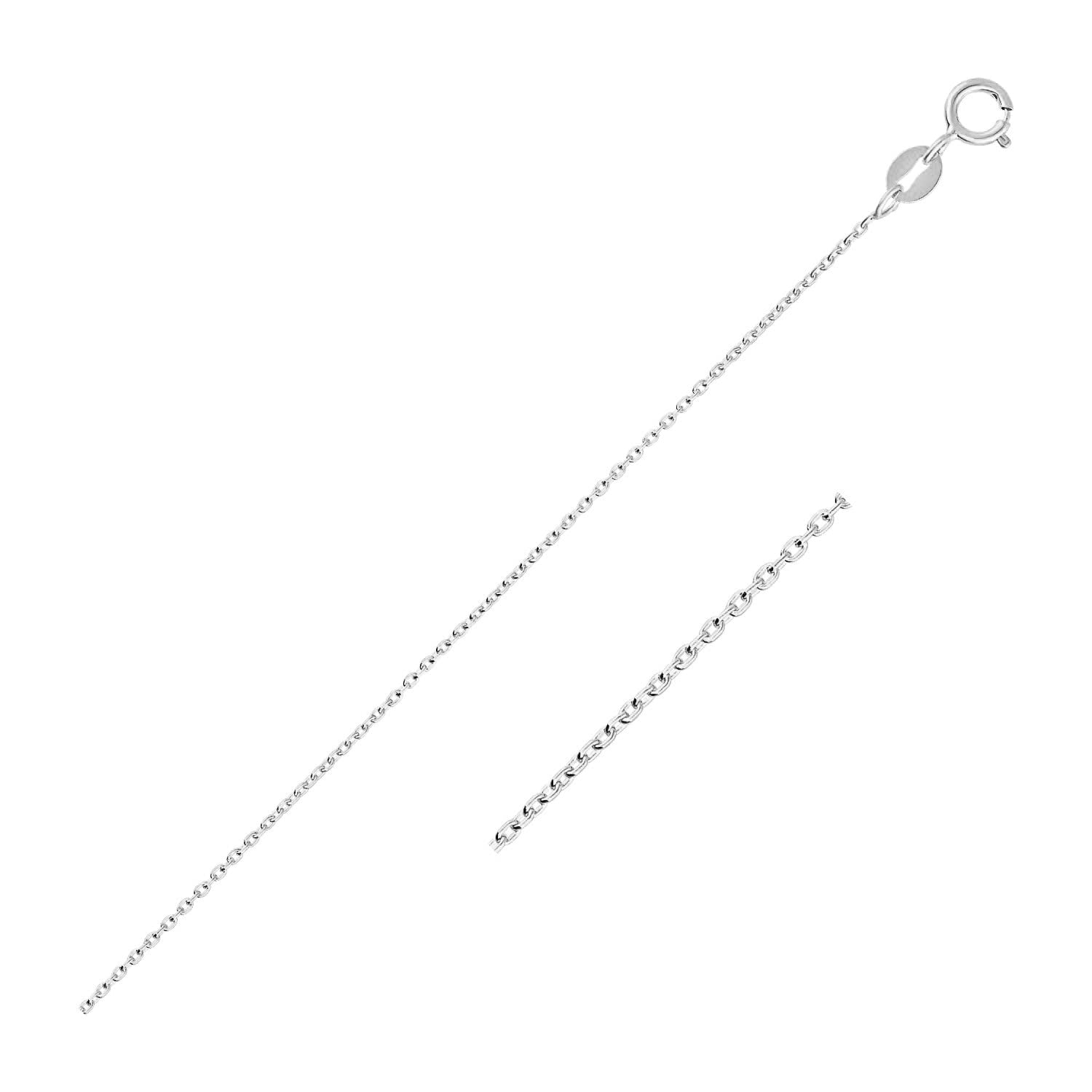 14K White Gold Oval Cable Link Chain Necklace - 0.7mm Dainty Fine Jewelry for Women | Elegant Everyday Wear, Gift for Her, Wedding & Special Occasions
