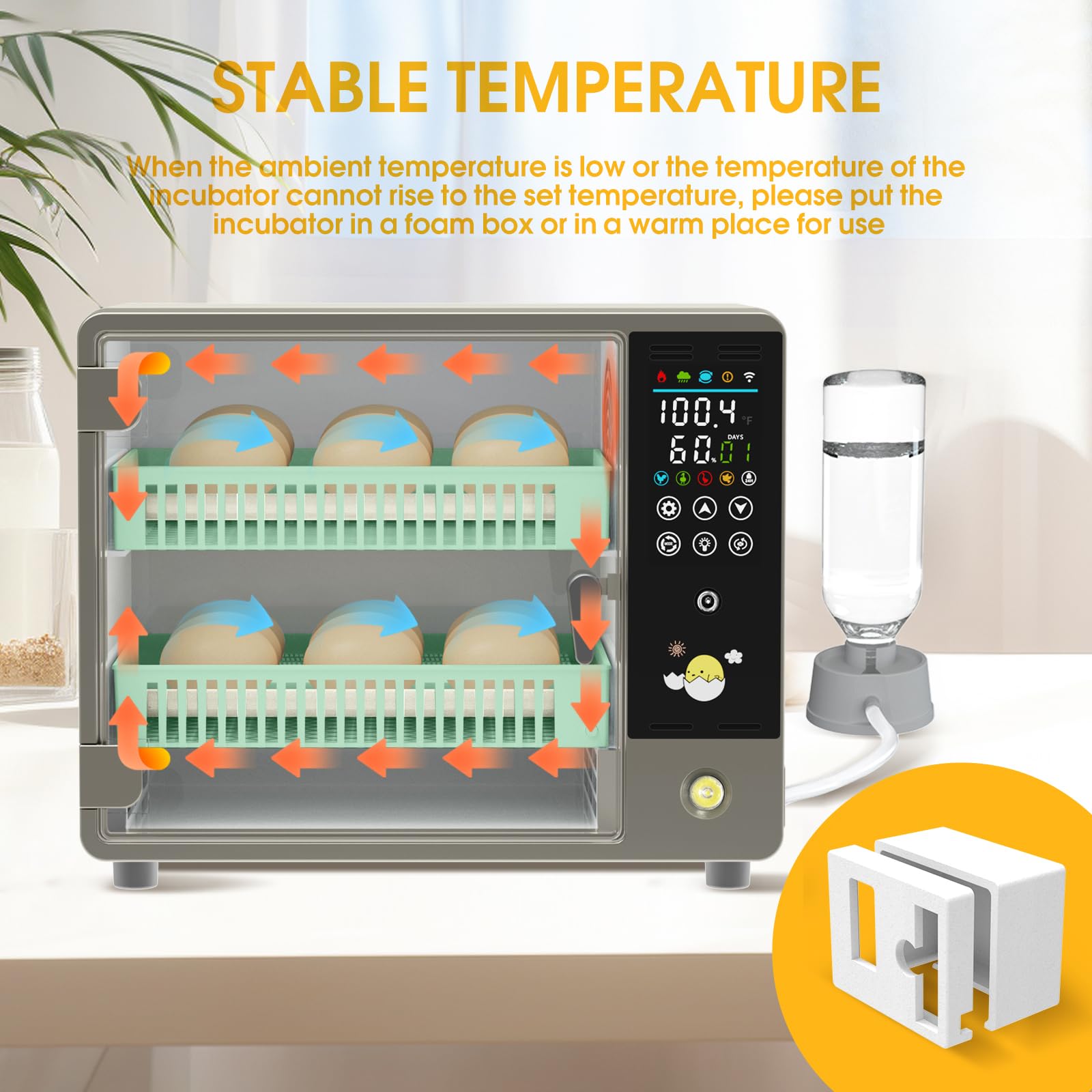 Automatic Egg Incubator for Chicken, Duck, Goose & Quail Eggs - 18-24 Egg Capacity with Auto Turning & Humidity Control - Includes Egg Candler for Hatching Success - Perfect for Home Poultry Farming & Backyard Hatcheries