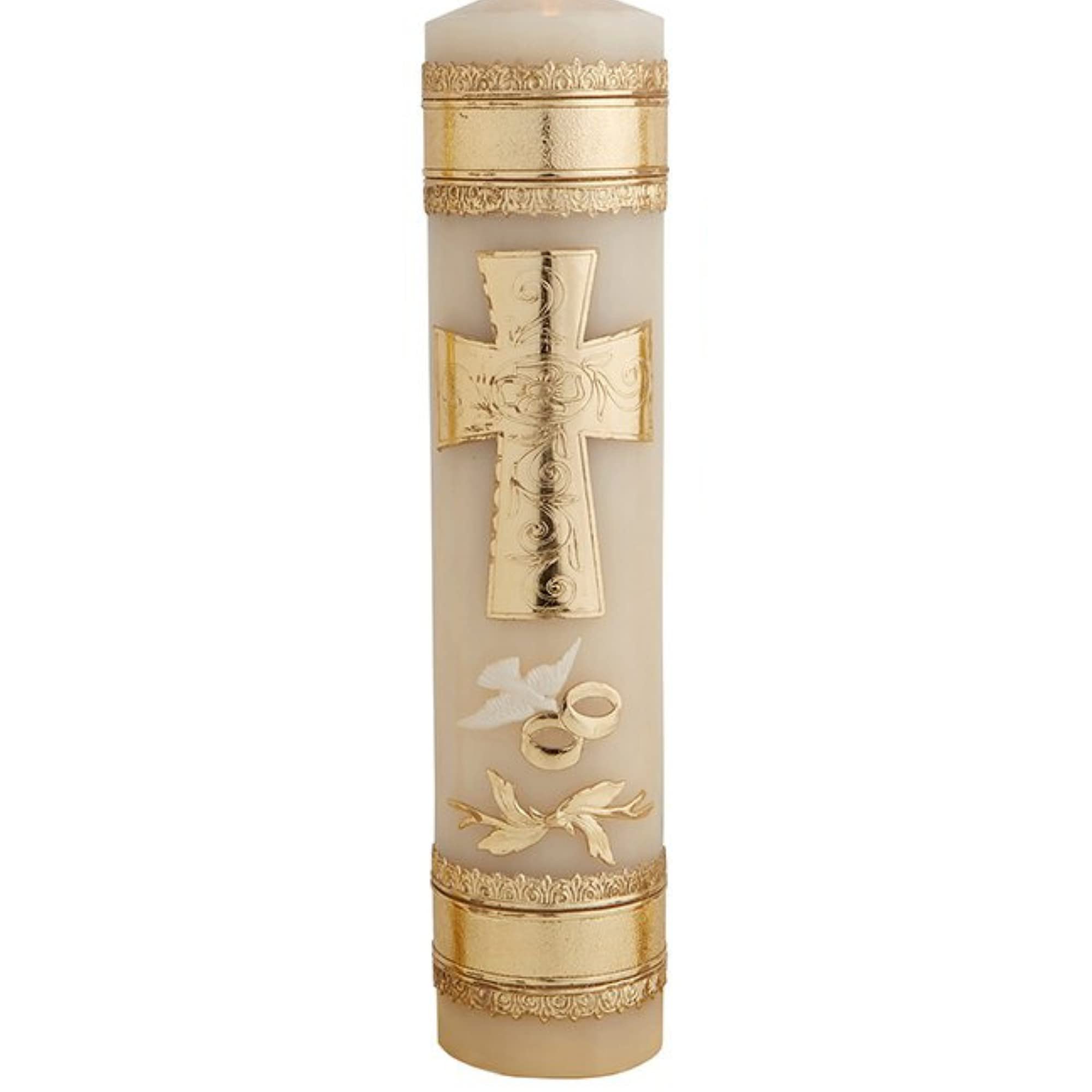 Needzo Elegant Gold Tone Wedding Unity Candle Set - 3 Piece Ceremonial Candles for Marriage Vows, Reception Centerpiece & Romantic Decor | Perfect for Wedding Ceremonies, Anniversaries & Special Occasions