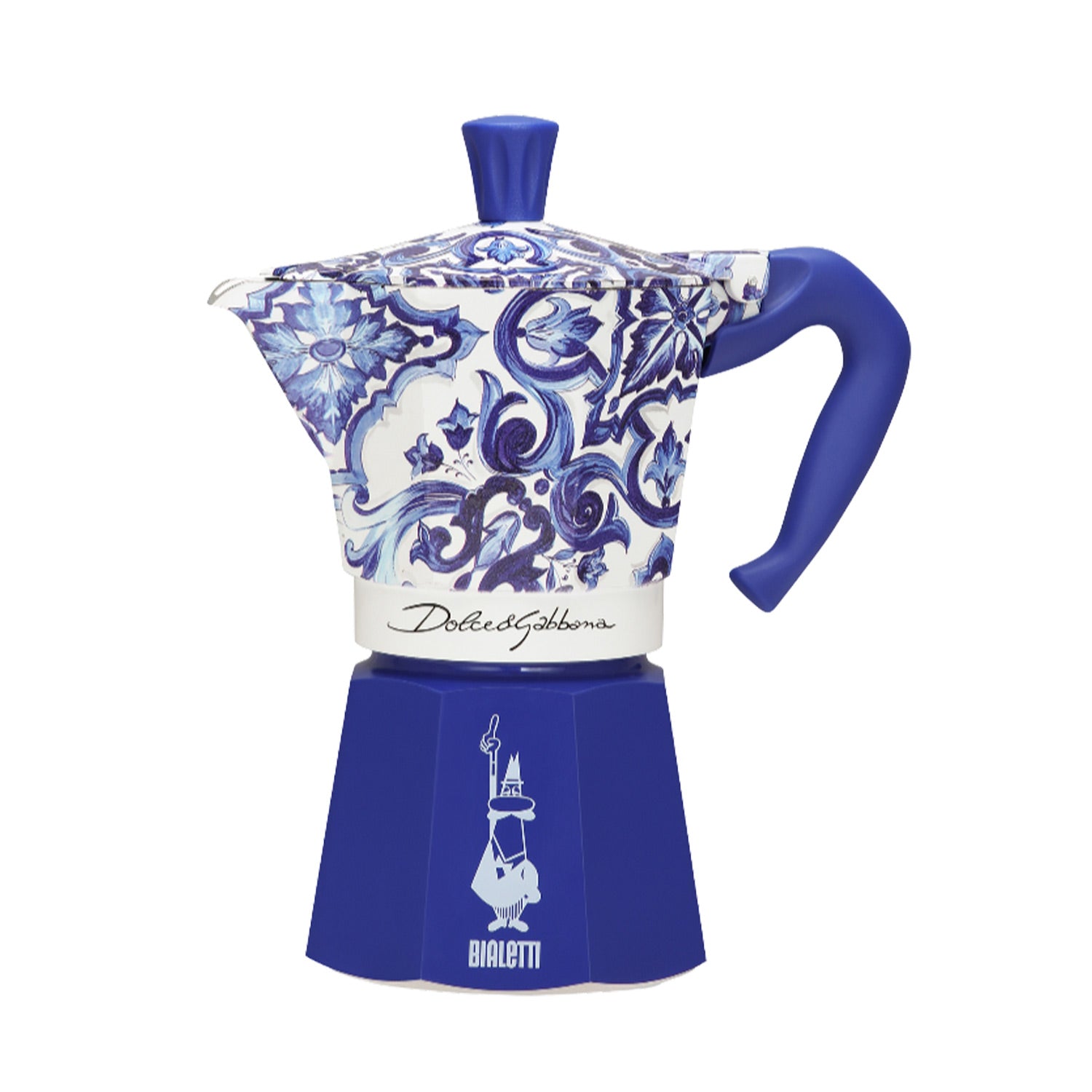 Bialetti Dolce&Gabbana Moka Express Stovetop Espresso Maker - 6 Cup Italian Coffee Machine in Mediterranean Blue | Perfect for Home Brewing & Gifts