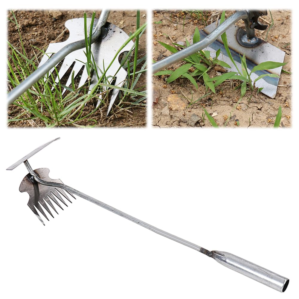 2023 Upgraded Manganese Steel Weed Puller Tool - 8 Teeth Extended Dual Purpose Garden Weeder, Durable Hand Hoe for Efficient Uprooting - Perfect for Lawn Care, Vegetable Gardens & Landscaping Maintenance
