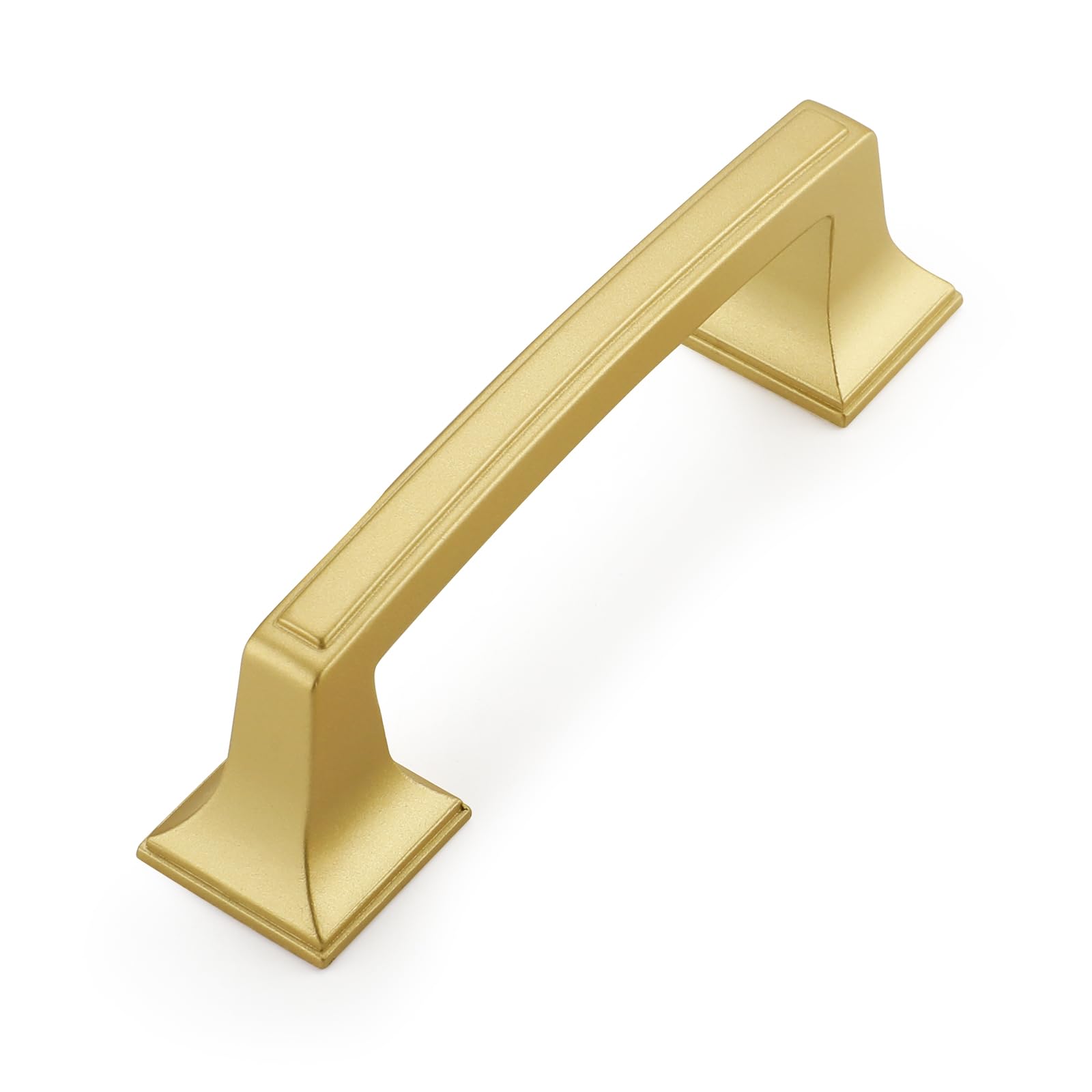 10 Pack Gold Cabinet Handles - 3 Inch Hole Center Modern Square Drawer Pulls for Kitchen, Bathroom, Bedroom - Durable Zinc Alloy Hardware for Dressers & Cabinets - Easy DIY Installation & Home Upgrade