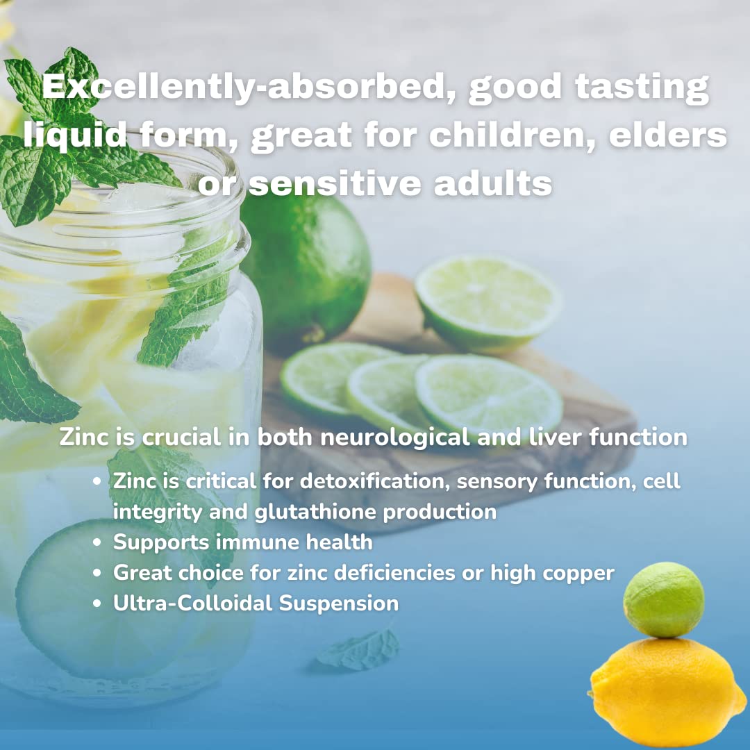 Liquid Zinc Sulfate Supplement for Immune Support - Vegan, Gluten Free Zinc Drops for Adults & Kids - Detox, Skin Care & Daily Vitamin Boost - 32 oz Bottle - Perfect for Immune System Health & Wellness Routine