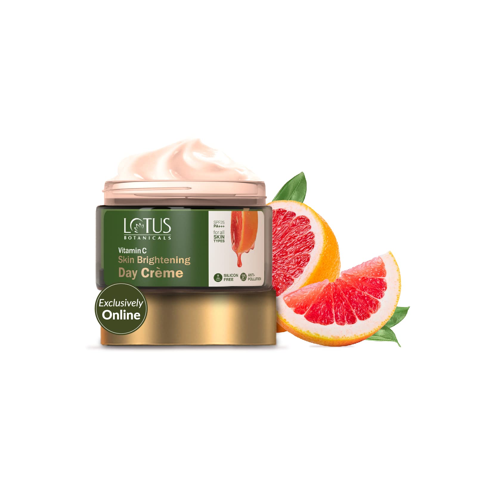 Lotus Botanicals Vitamin C Skin Brightening Day Cream - 100x Vitamin C for Glowing & Radiant Skin | Hydrating Moisturizer with SPF 25 PA+++ Sun Protection | 50g | Perfect for Daily Skincare Routine & Anti-Aging Care