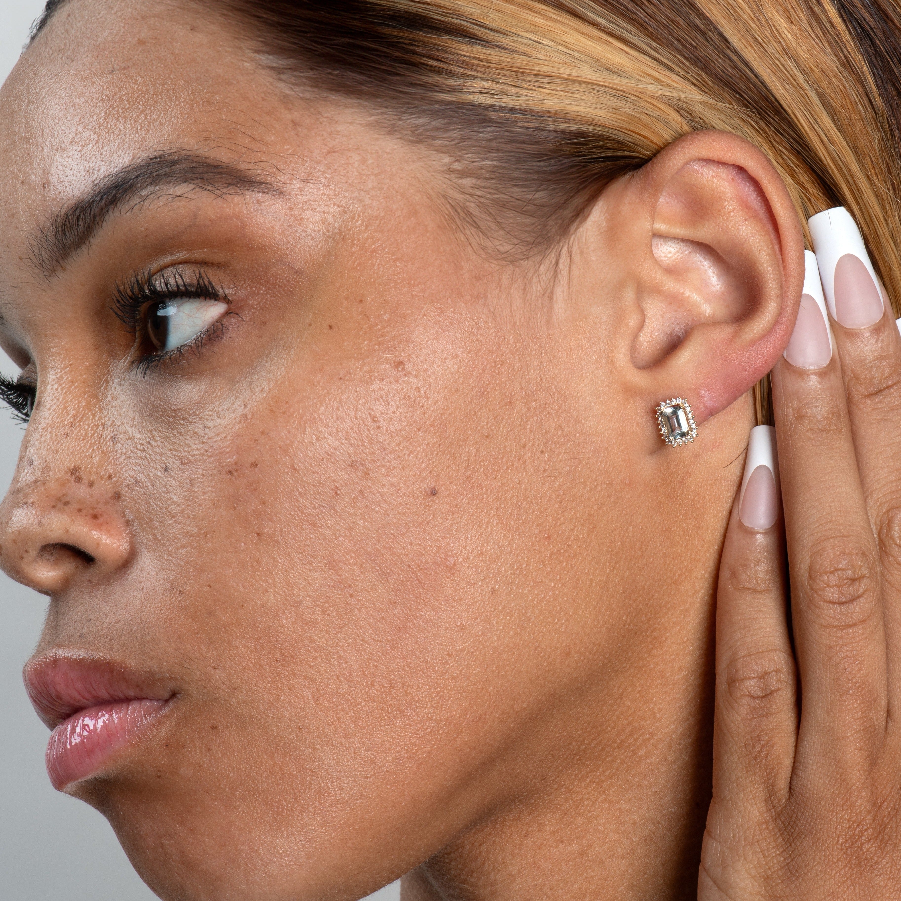 10k Yellow Gold Aquamarine & White Sapphire Halo Earrings - Elegant Birthstone Jewelry for Women, Perfect for Weddings, Anniversaries & Special Occasions