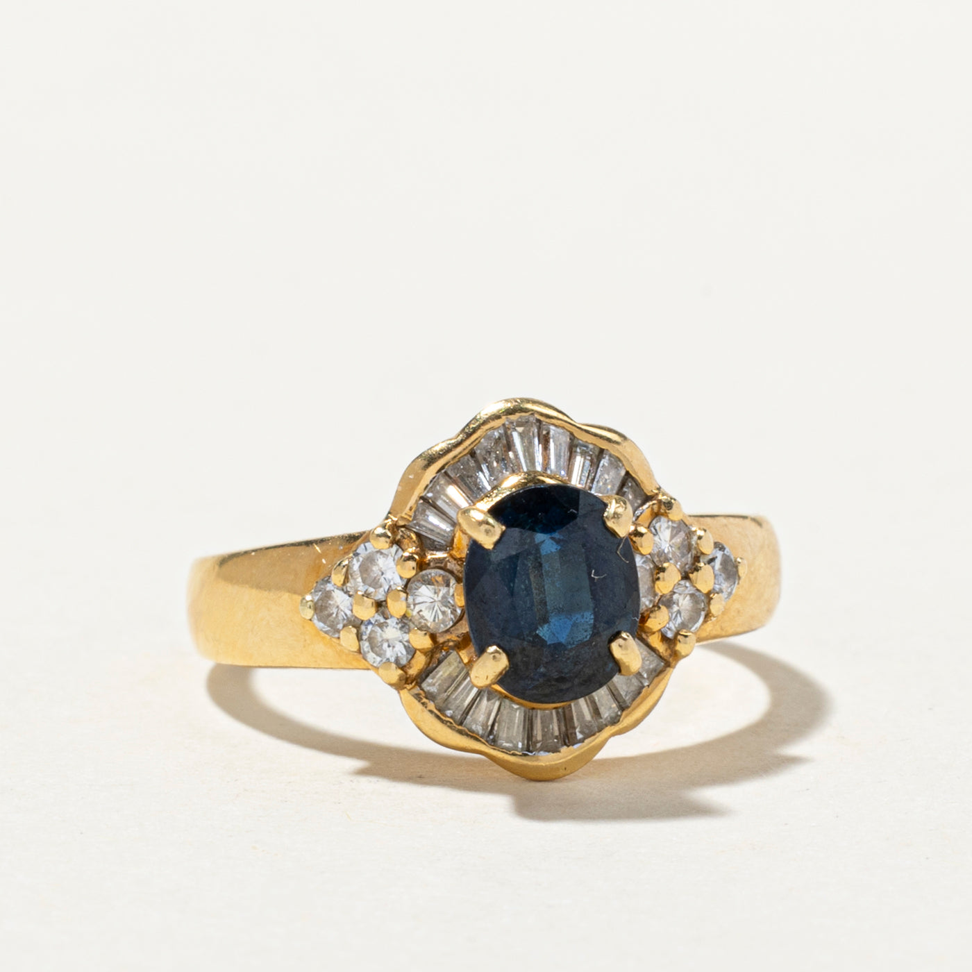 1.12ct Oval Cut Sapphire & Diamond Halo Engagement Ring - 0.48ctw White Diamonds, Size 7 | Vintage Inspired Jewelry for Wedding, Proposal & Anniversary Gifts
