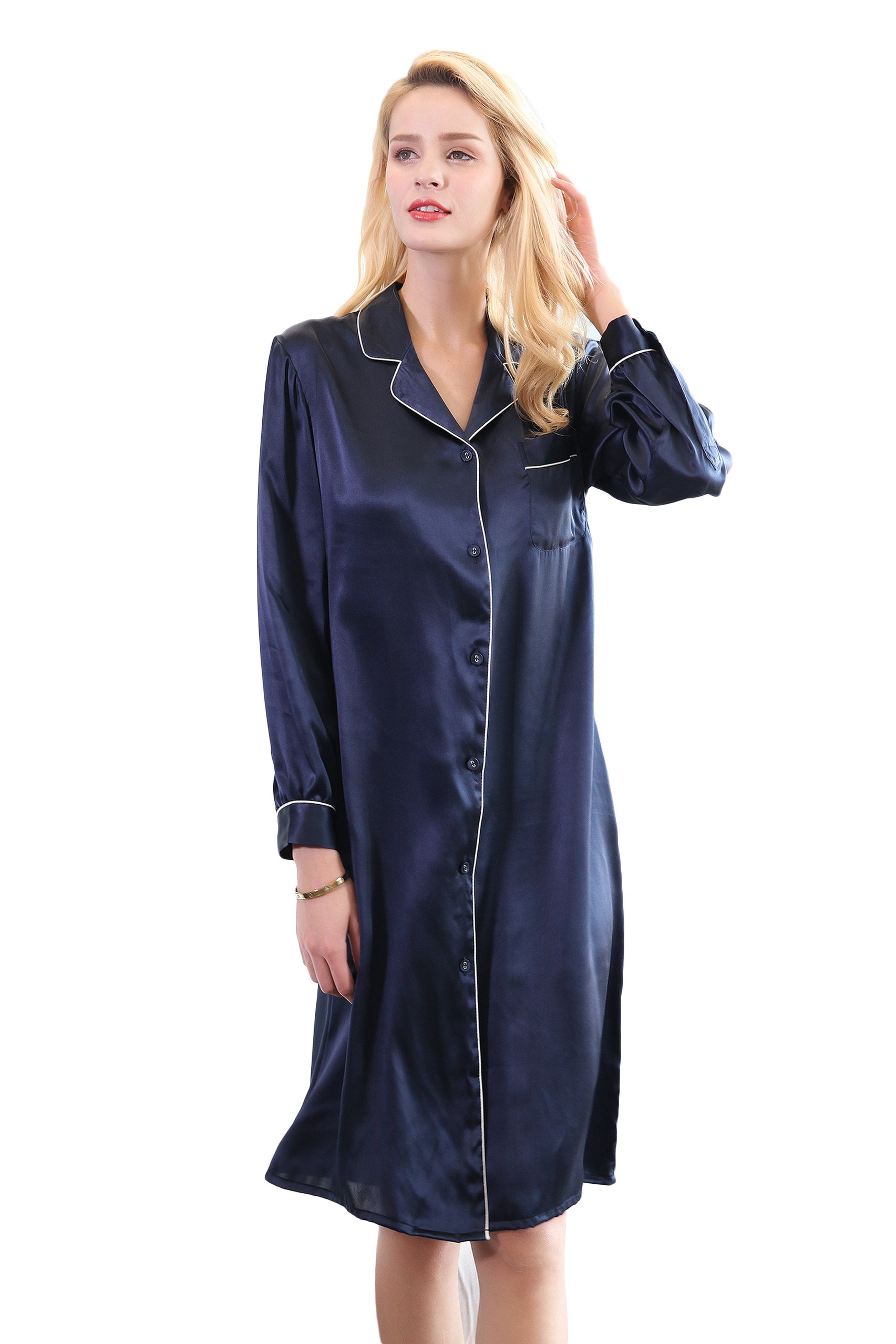 CLC Women's Mulberry Silk Nightdress - Elegant Nightgown & Pajama Set for Sleeping, Lounging & Bridal Lingerie