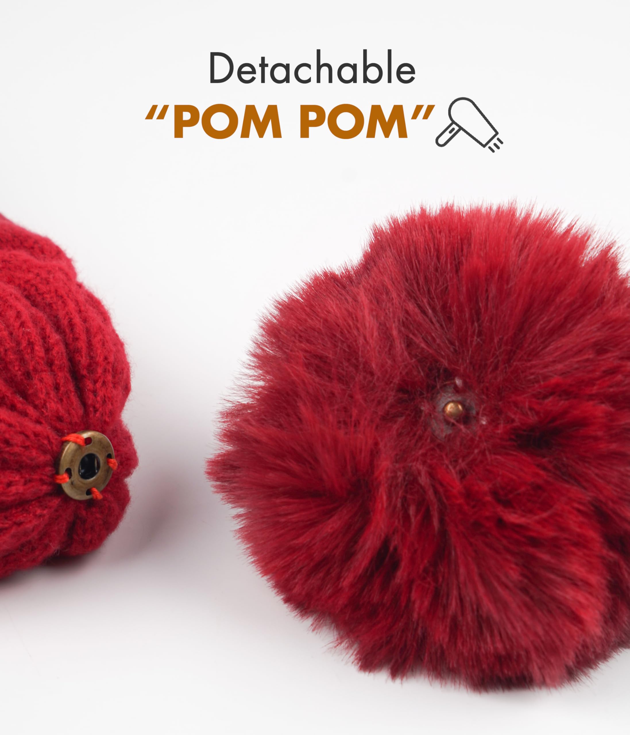 KEECOW Women's Winter Beanie Hat - Thermal Warm Knit Hat with Detachable Pom Pom for Outdoor Sports, Skiing, Hiking & Casual Winter Wear