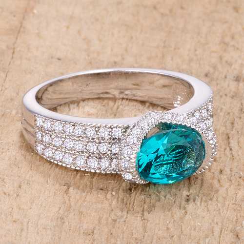 1.6 Carat Aqua Blue Oval Cubic Zirconia CZ Ring for Women - Elegant Statement Jewelry for Weddings, Parties & Special Occasions