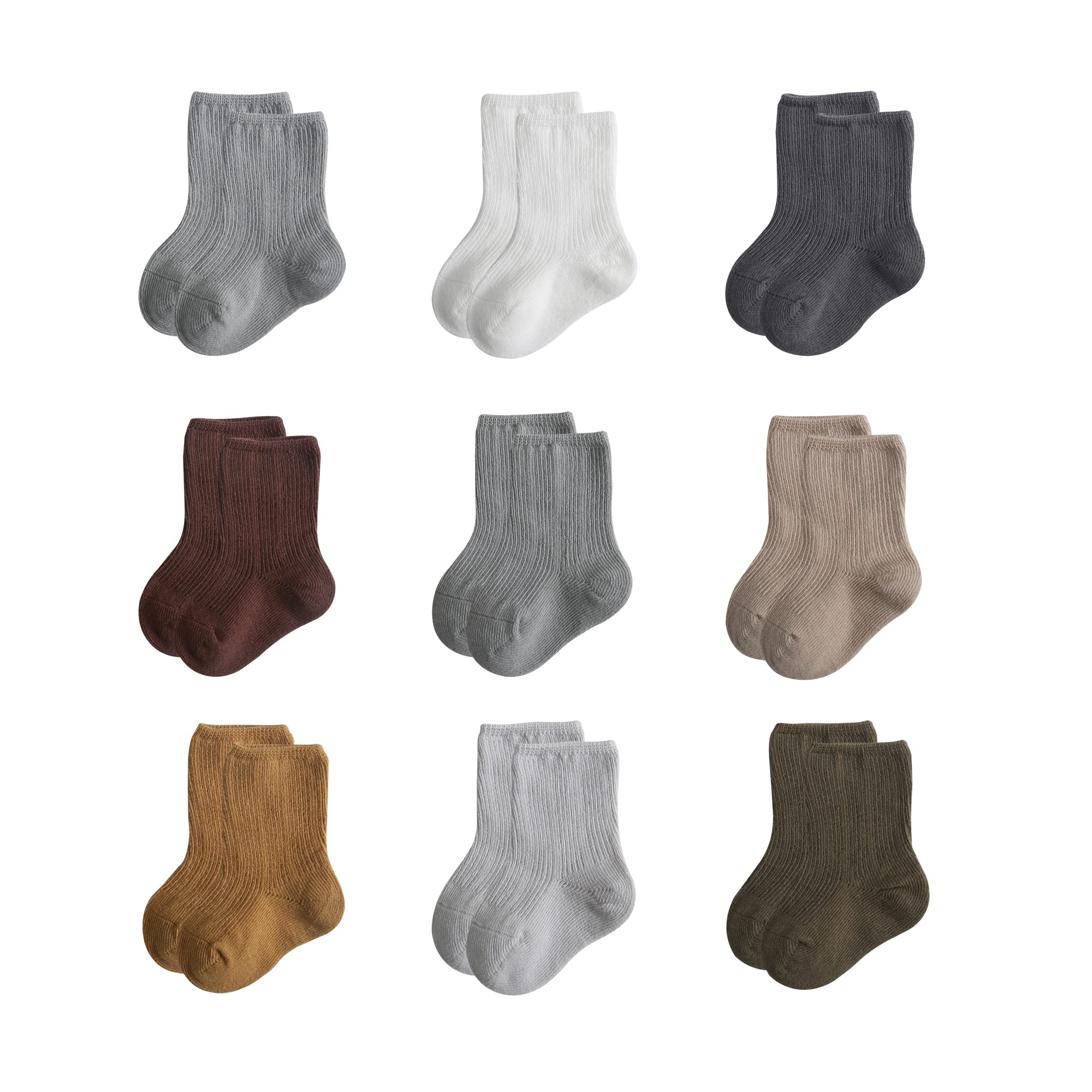 VWU Baby Socks Ankle Unisex Toddler Infant Kids Cotton Socks 0-5T 9 Pack - Soft & Breathable for Daily Wear, Playtime & Nursery - Perfect Gift for Newborns & Toddlers