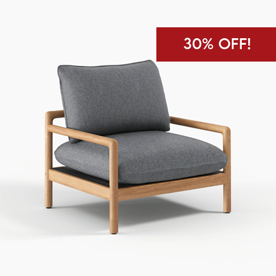 Devon Opito Outdoor Single Seater Armchair - Durable Cast Slate Patio Chair for Garden, Poolside & Backyard Relaxation