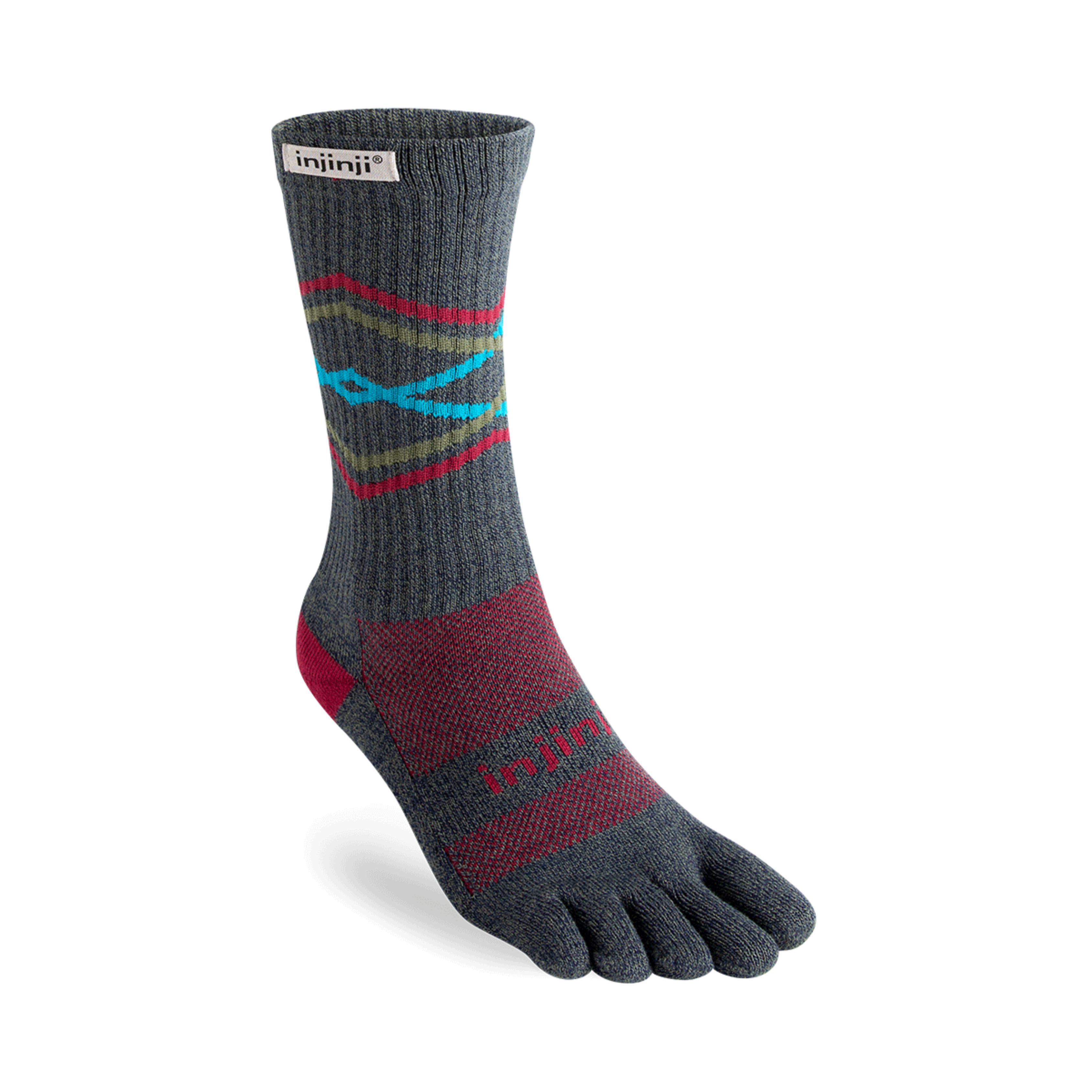 Injinji Unisex Trail Midweight Crew Socks (213170) - Moisture-Wicking Hiking Socks for Outdoor Adventures & Running