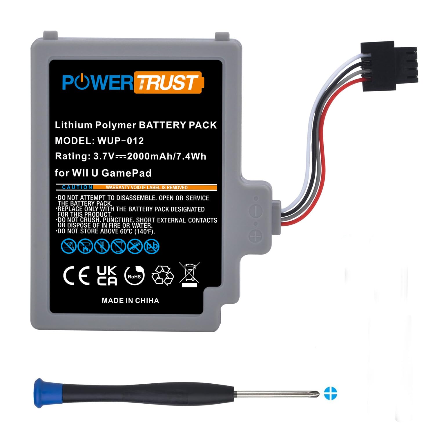 2000mAh Rechargeable Battery Pack for Nintendo Wii U Gamepad - Compatible with WUP-012 & WUP-010 Models - Long-Lasting Power for Extended Gaming Sessions