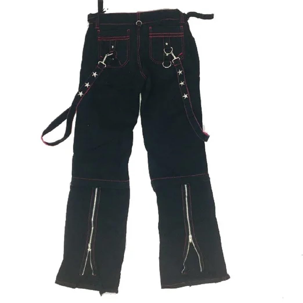 Gothic Punk Men's Emo Bondage Pants - Black & Red Star Design for Alternative Fashion & Rock Concerts