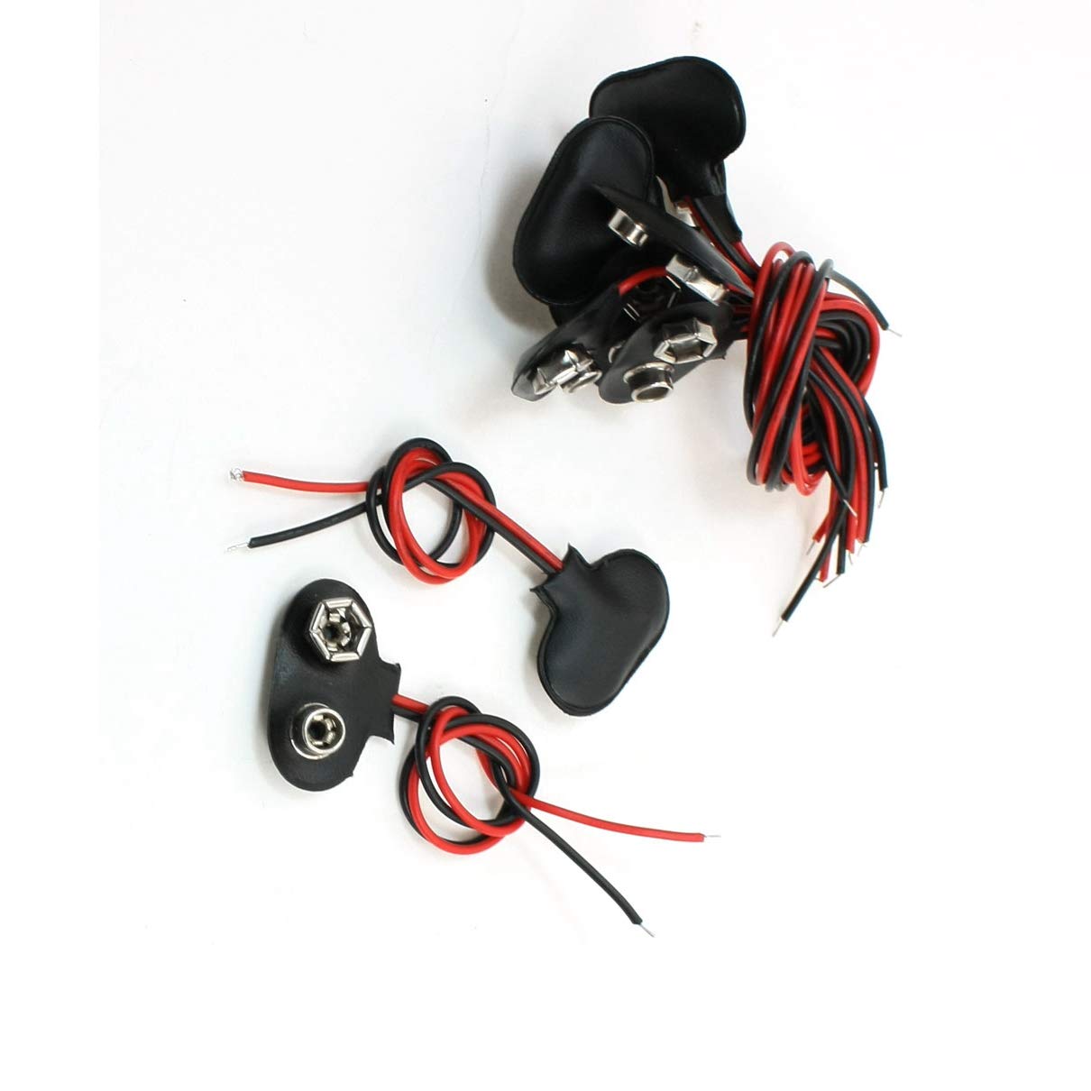10 Pack Faux Leather 9V Battery Cover with Wired Clip Connector - Rechargeable T-Type 15cm Housing for Household Electronics - Perfect for Smoke Detectors, Guitar Pedals & DIY Projects