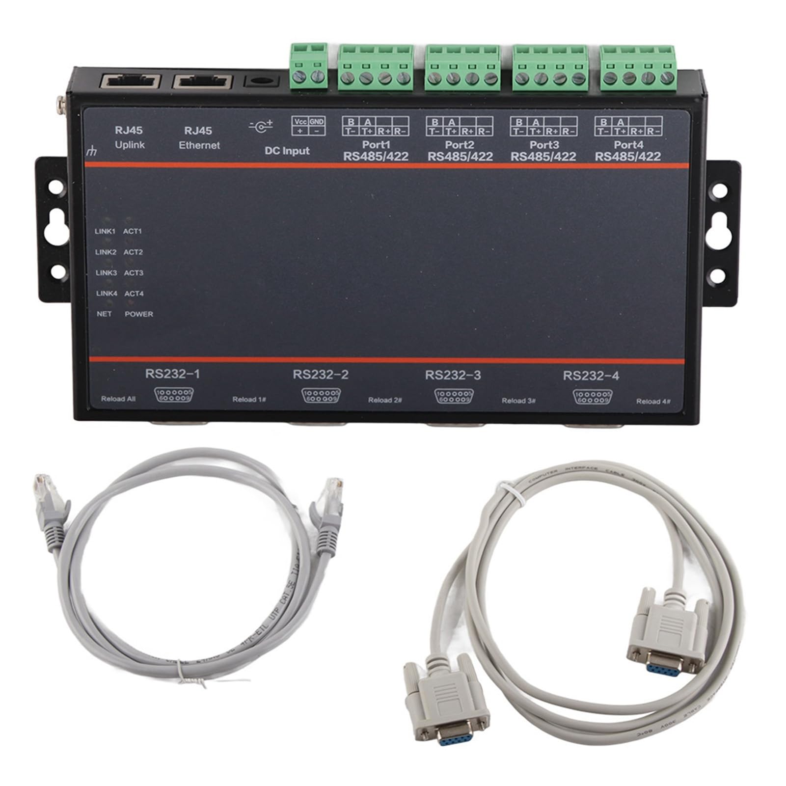 XTevu 4-Port Serial to Ethernet Converter - Industrial RS485/422 to TCP/IP Adapter with 5-36V Power for PLC, CNC, and Factory Automation - Perfect for Remote Device Management and Industrial Control Systems