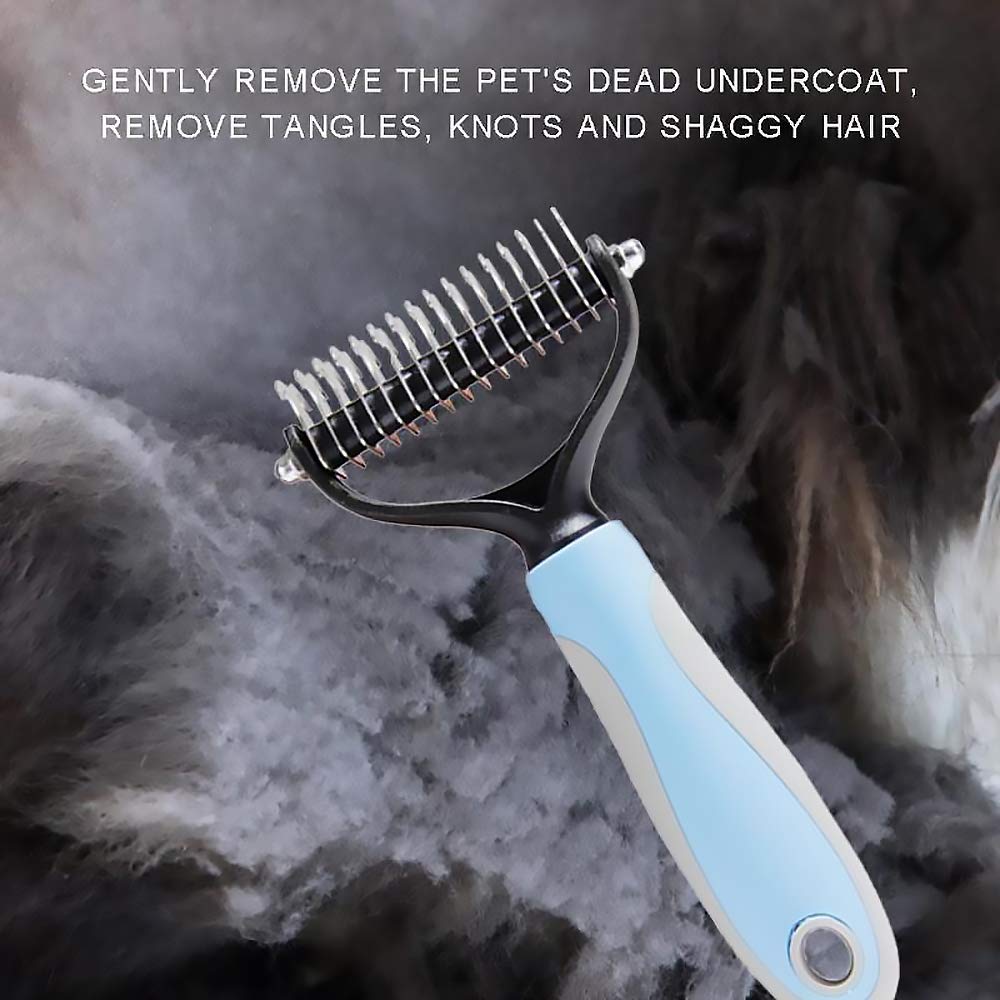 2-Sided Pet Grooming Tool - Undercoat Rake for Dogs & Cats | Safe Dematting Comb for Removing Mats & Tangles | Dog Brush & Cat Brush for Shedding & Grooming (Pink) | Perfect for Home Pet Care & Professional Grooming Sessions