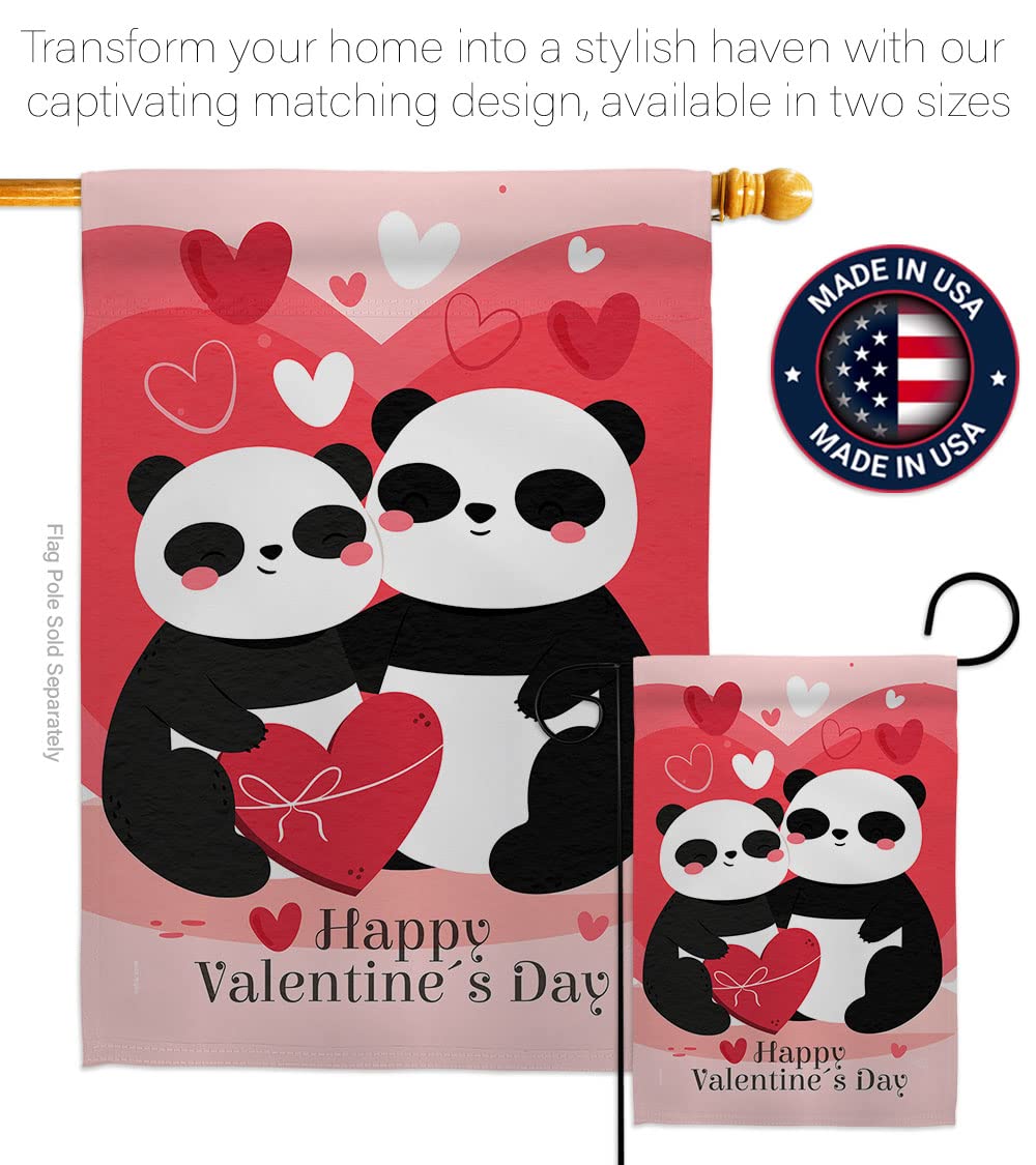 Panda Love Garden Flag - Valentine's Spring Decor for Yard & Home