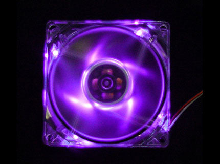 Logisys 80x80x25mm Purple LED Case Fan with 4 LEDs - High Airflow Cooling for PC, Gaming Rig & Computer Case - Perfect for Desktop Cooling & RGB Lighting Setup