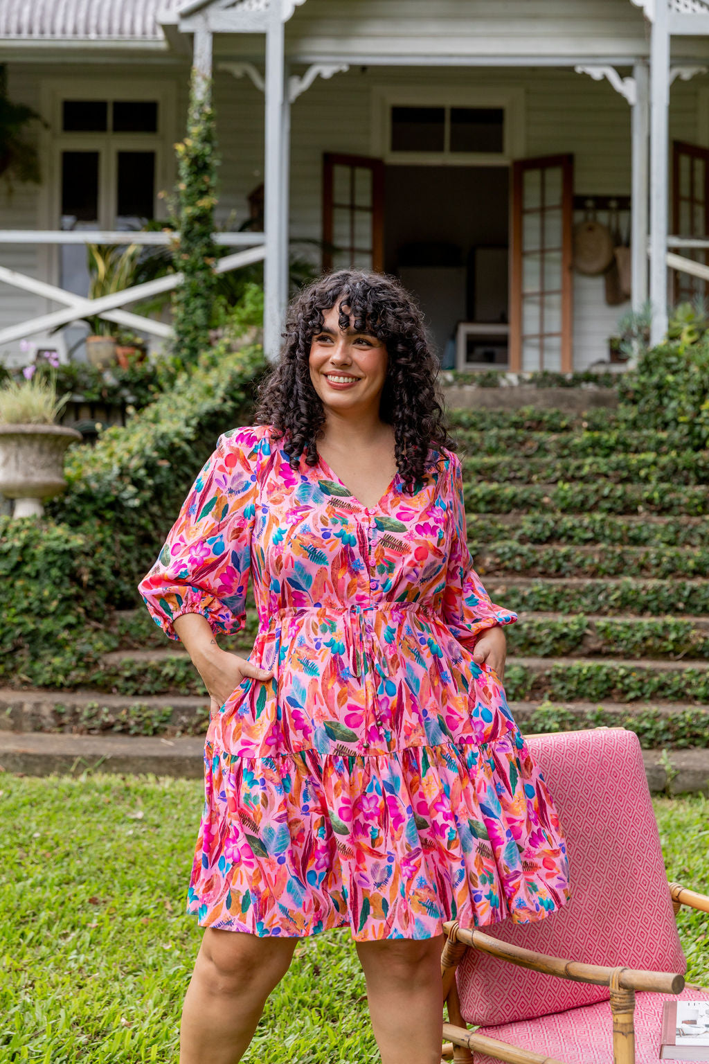 Kasey Rainbow Backyard Treasures Ziggy Dress - Floral Print Bohemian Maxi Dress for Women | Perfect for Beach Vacations, Summer Parties & Boho Fashion