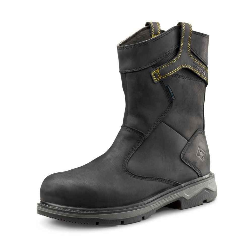 Terra Patton Waterproof Unisex 8-Inch Alloy Toe CSA Certified Pull-On Work Boots TR0A4TCBBLK - Ideal for Construction, Landscaping & Heavy-Duty Industrial Work