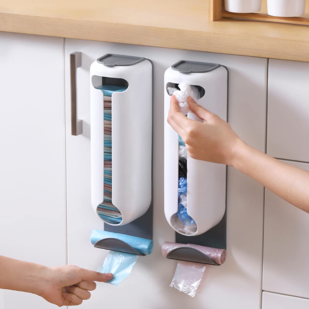 Wall Mount Kitchen Grocery Bag Holder - Plastic Bags Organizer & Dispenser for Storage - Space Saving Solution for Cabinets & Pantries - Perfect for Recycling Old Grocery Bags