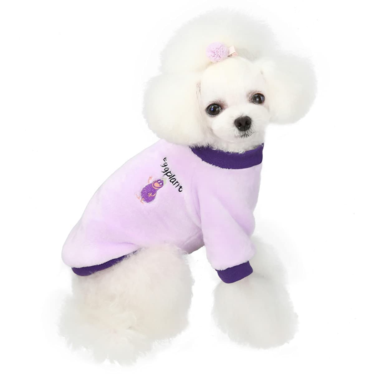 Warm Fleece Dog Sweater Winter Coat for Small & Medium Dogs & Cats - Purple XXL Cozy Pet Pajamas for Cold Weather & Indoor Comfort