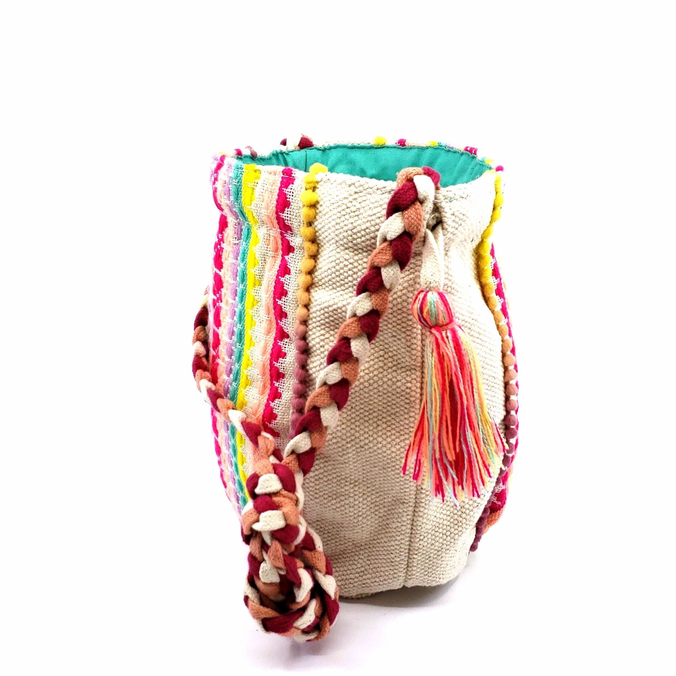 America & Beyond Multi Jacquard Girl's Textile Strap Crossbody Bag - Stylish & Comfortable Purse for School, Travel & Everyday Use