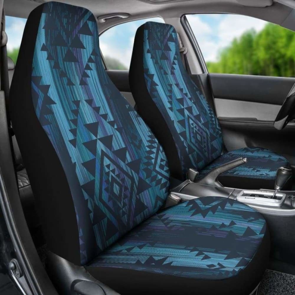 Blue Boho Aztec Streaks Car Seat Covers - Waterproof & Non-Slip Universal Fit for Cars, Trucks & SUVs - Stylish Protection for Road Trips & Daily Commutes
