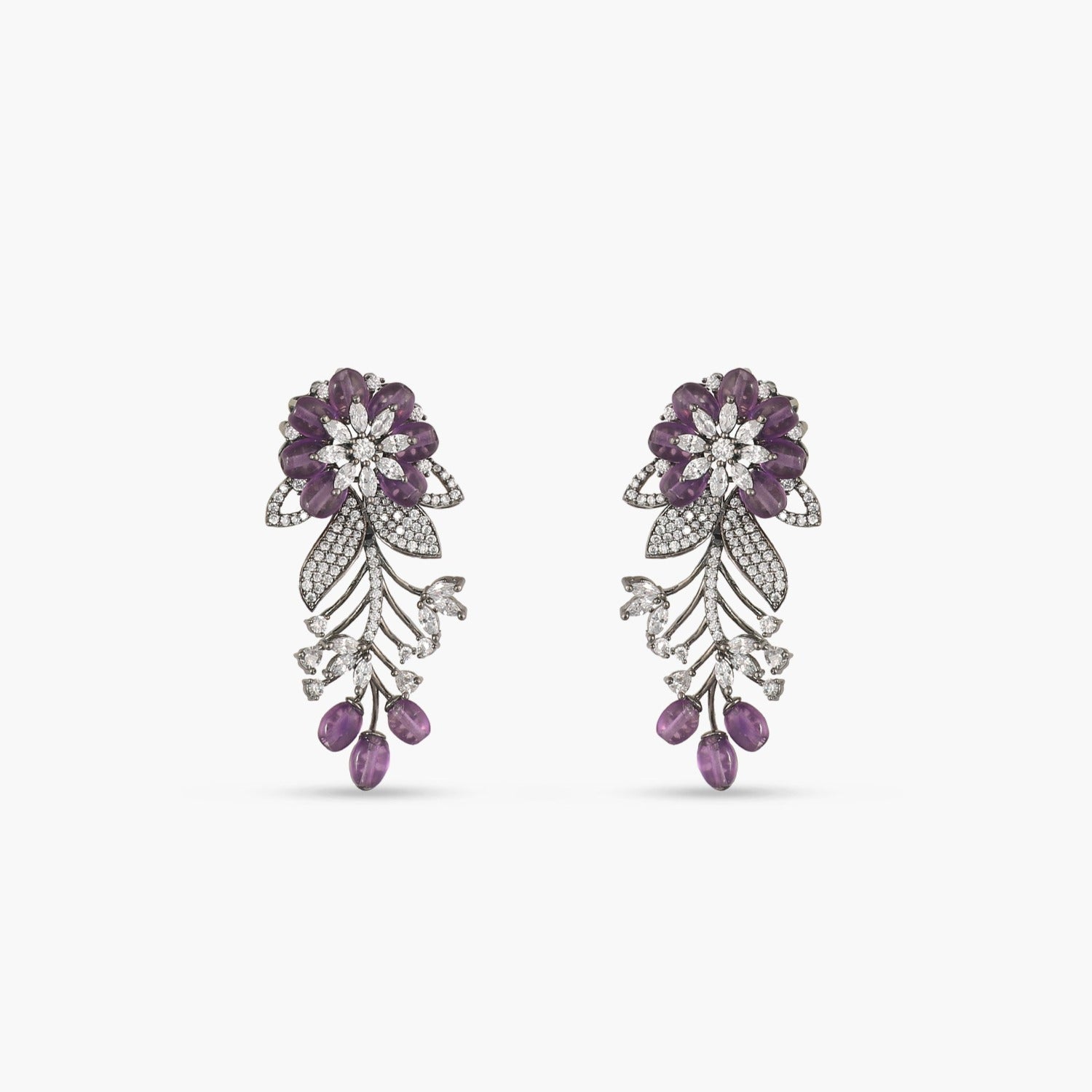 Floral Bloom Classic Cubic Zirconia Earrings - Elegant Dangle Earrings for Women, Perfect for Weddings, Parties & Special Occasions
