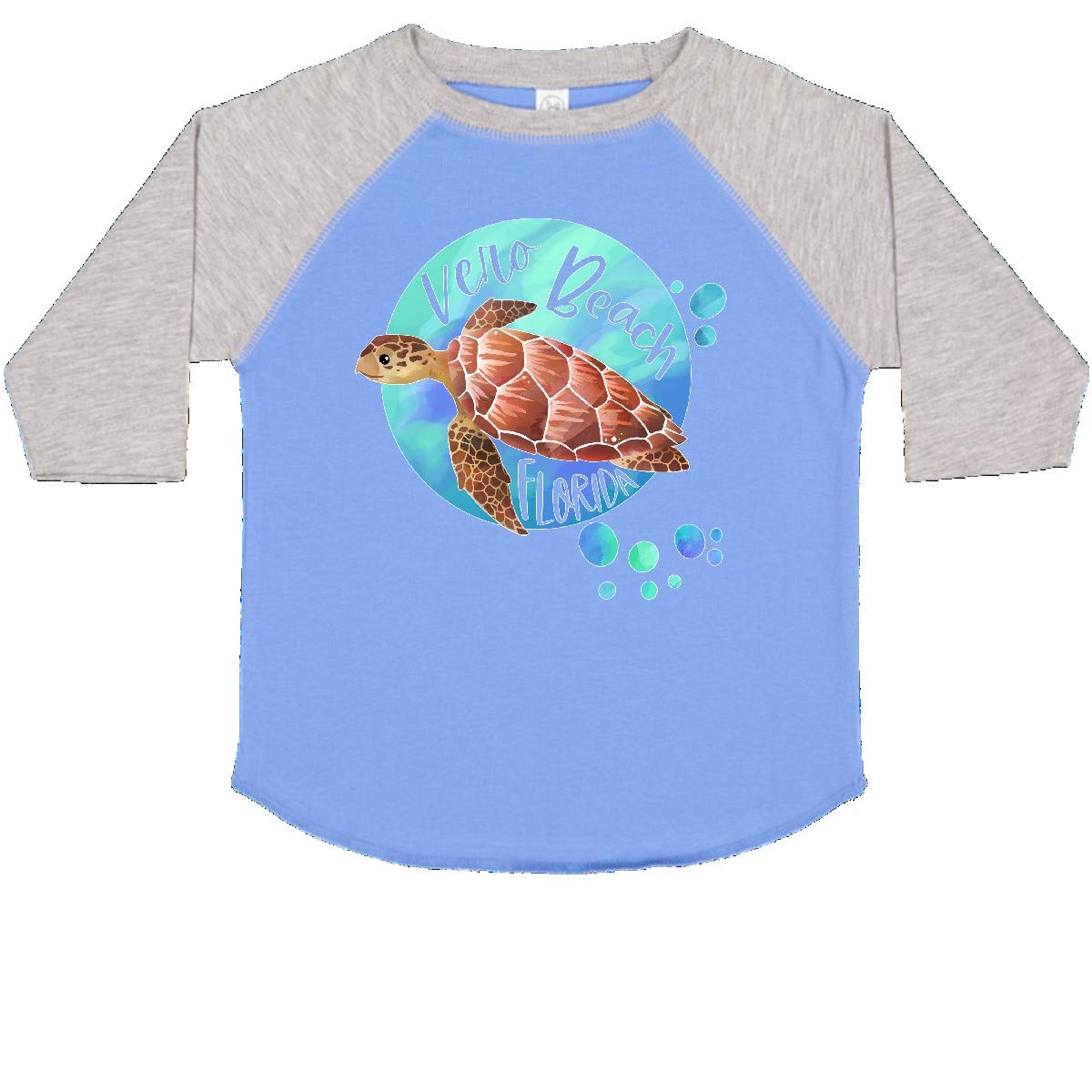 Inktastic Vero Beach Florida Swimming Sea Turtle with Bubbles Toddler T-Shirt - Cute Baby Boy & Girl Summer Beach Outfit for Vacation & Pool Party